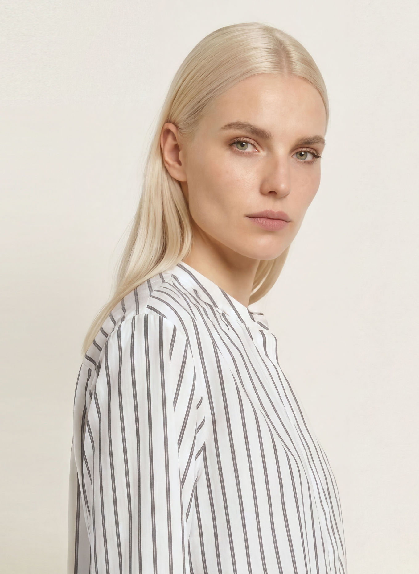 Marc O'Polo Chemisier: BLANC / TAUPE / GRIS FONCÉ