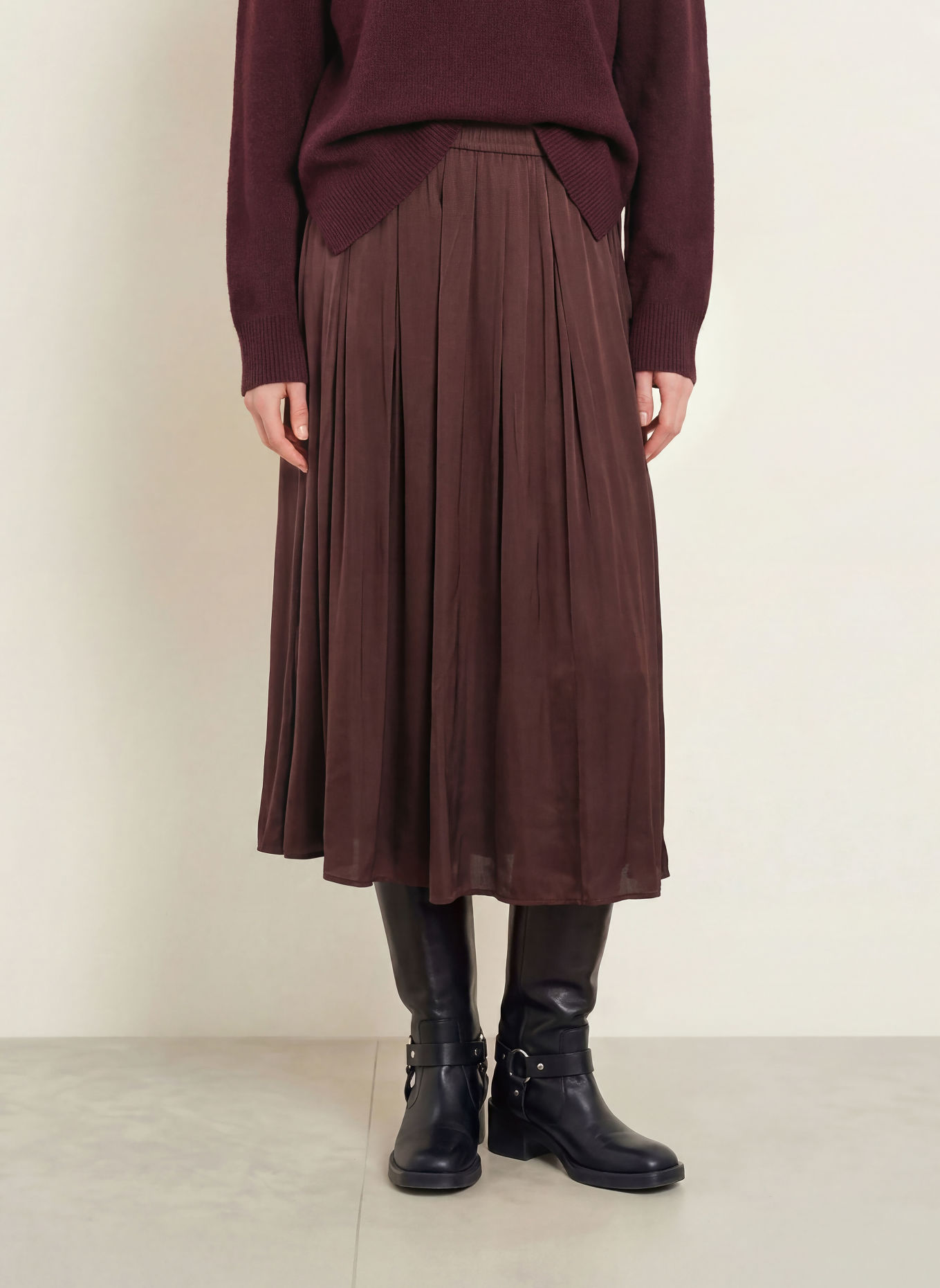 Marc O'Polo Satijnen rok: MARRON FONCÉ