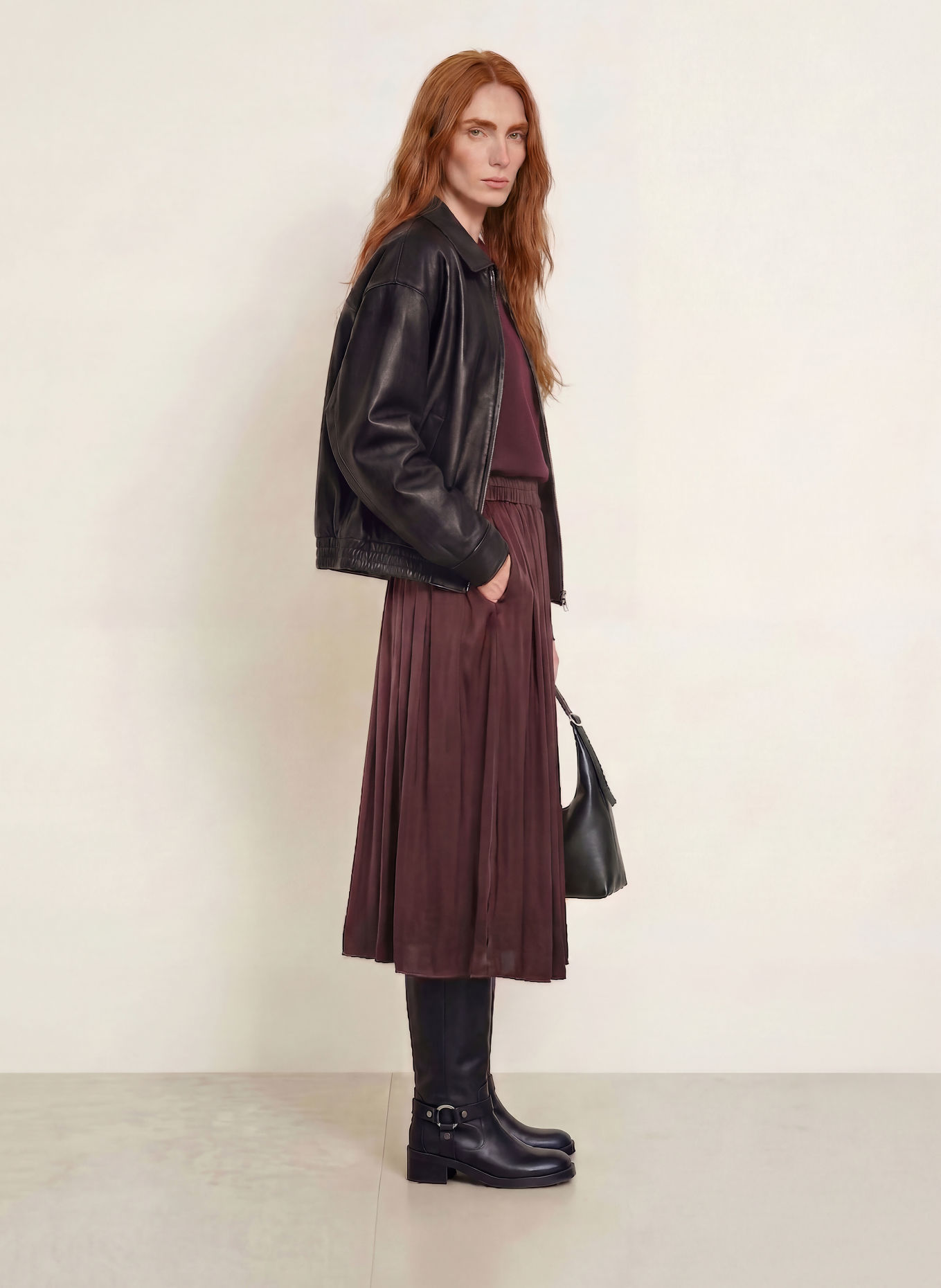 Marc O'Polo Satijnen rok: MARRON FONCÉ