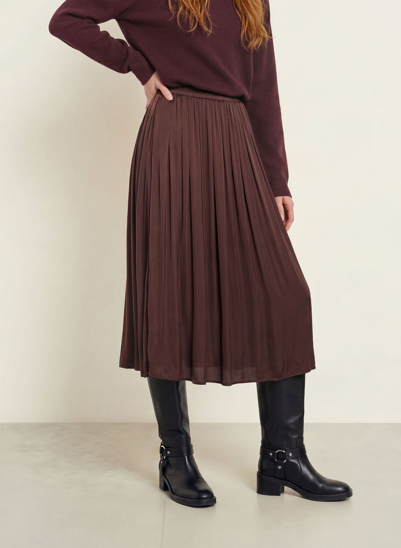 Marc O'Polo Satijnen rok: MARRON FONCÉ