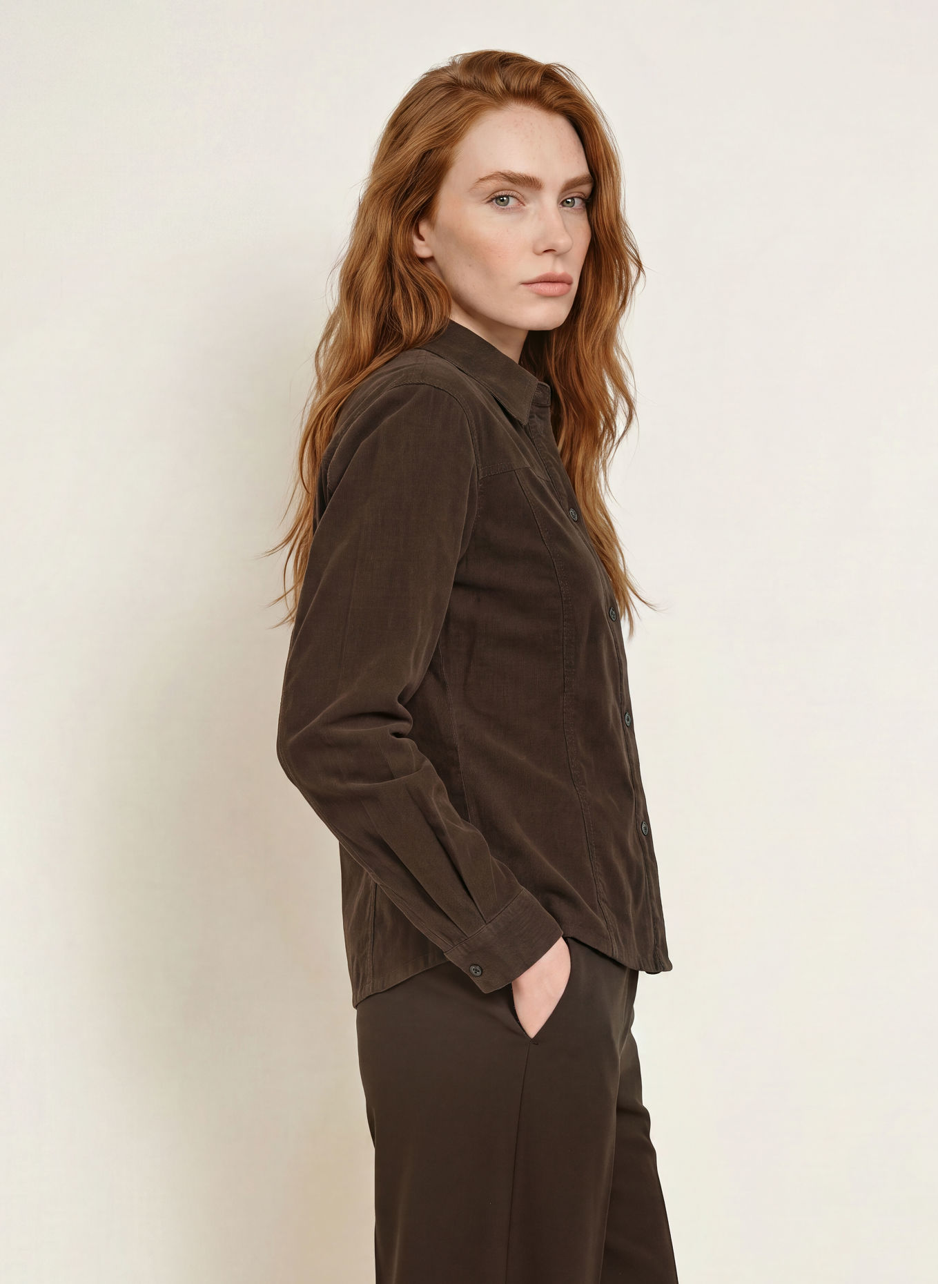 Marc O'Polo Overhemdblouse van corduroy: MARRON FONCÉ