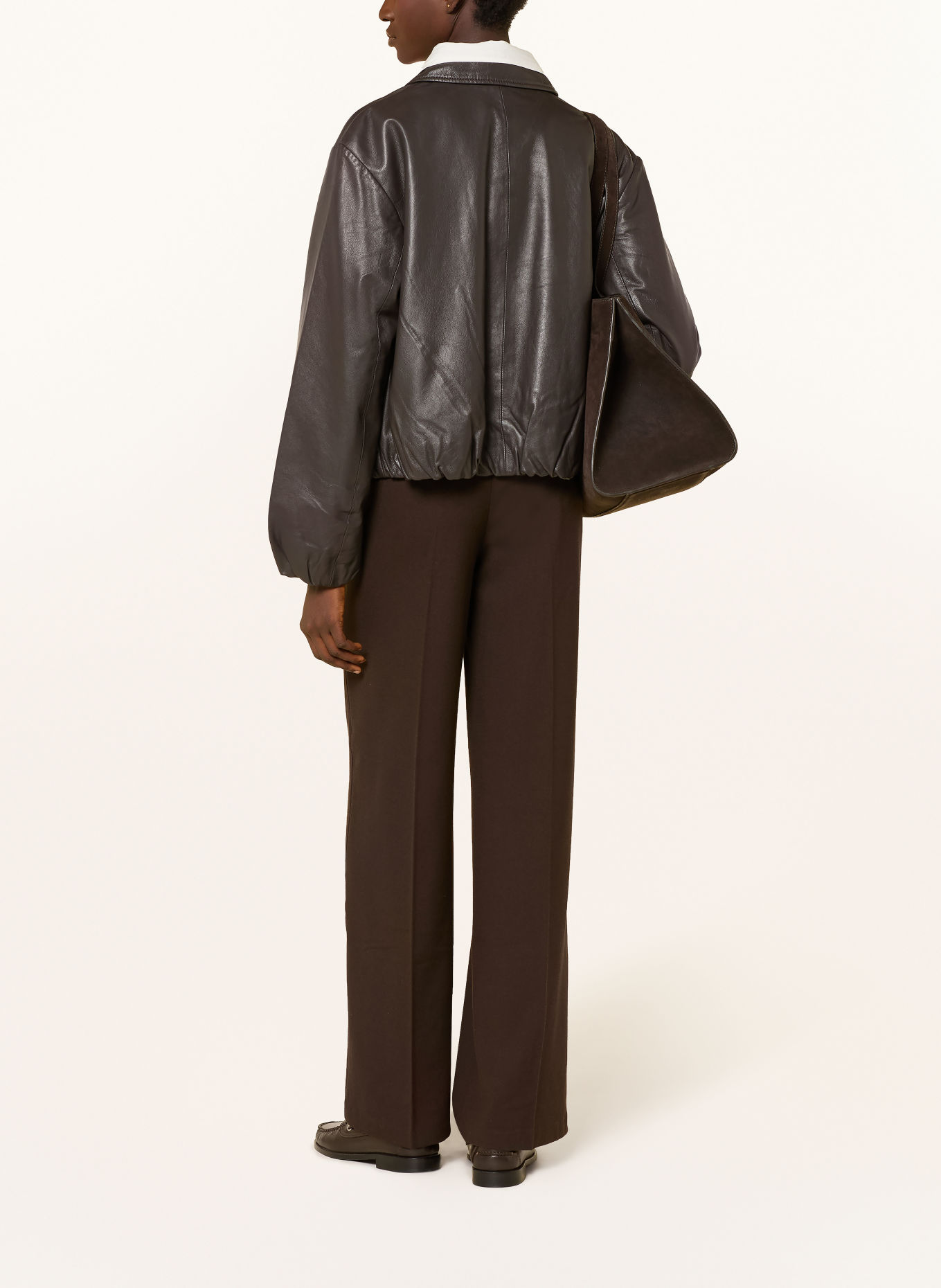 Marc O'Polo Wide-leg trousers: DARK BROWN