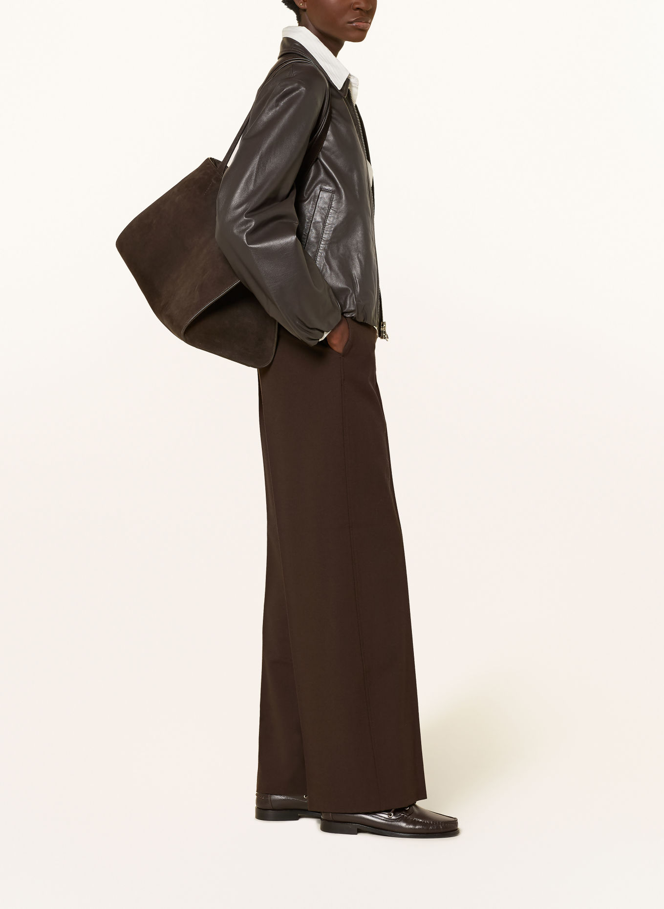 Marc O'Polo Wide-leg trousers: DARK BROWN