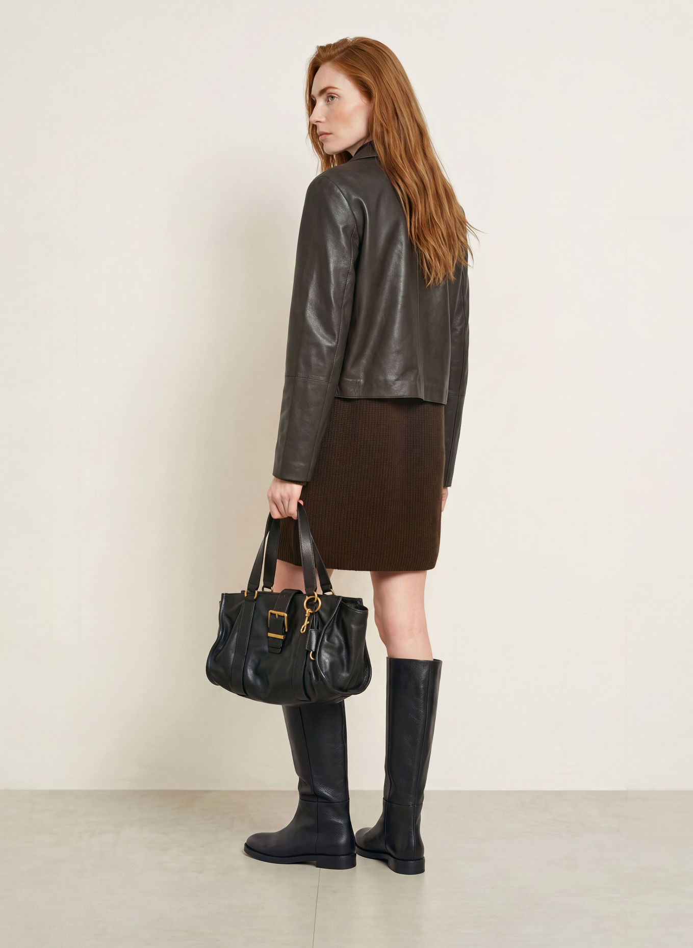 Marc O'Polo Leder-Overjacket: DUNKELBRAUN