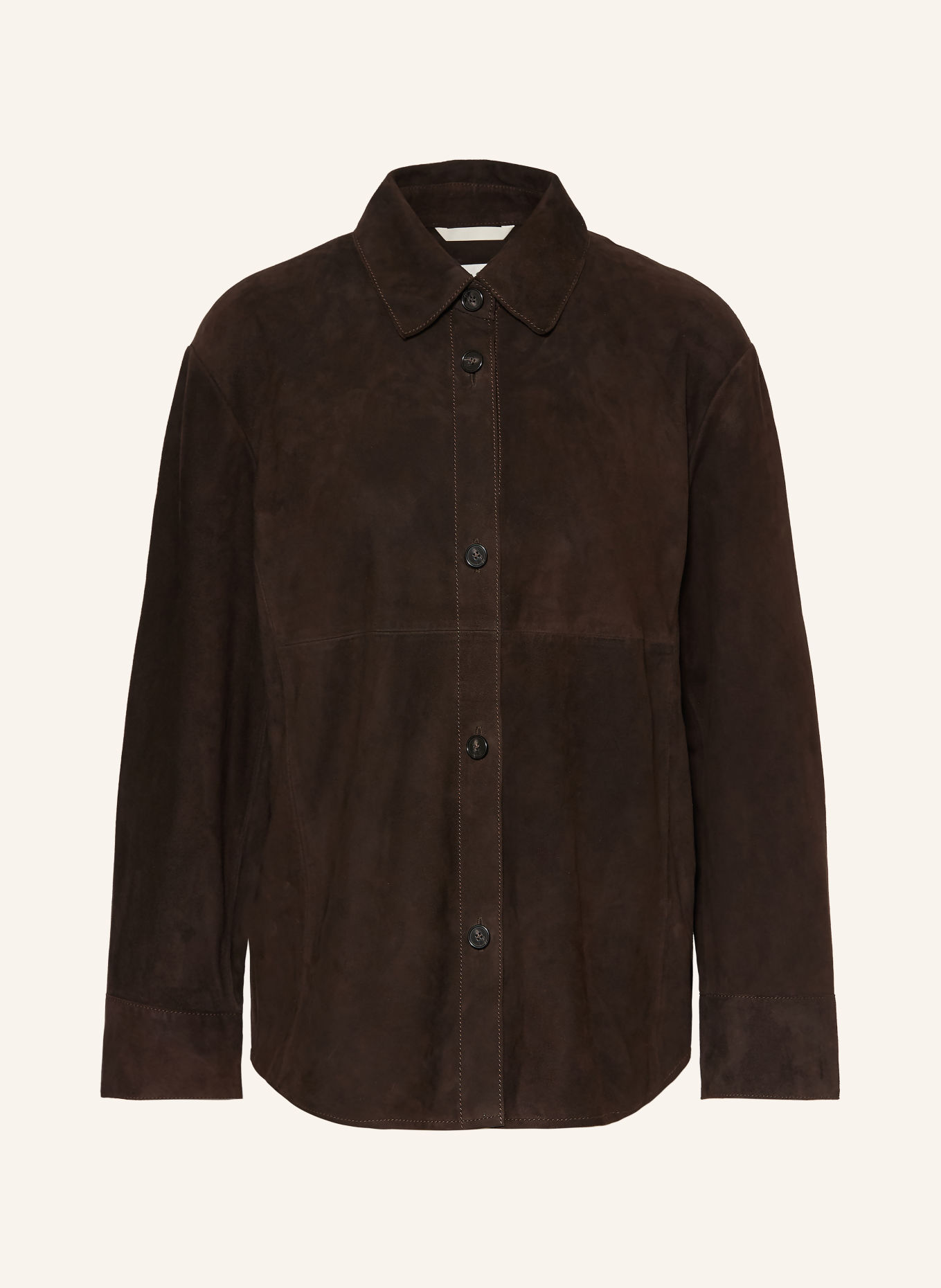 Marc O'Polo Hemdbluse aus Leder: DUNKELBRAUN