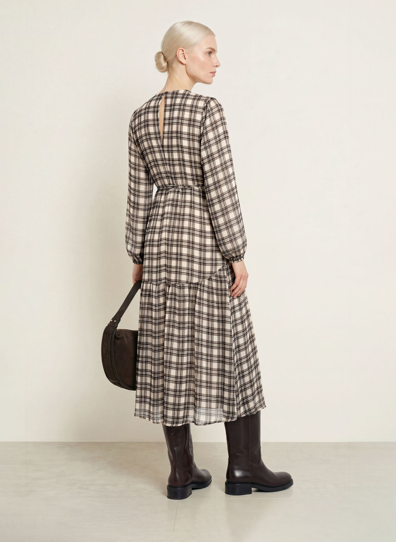Marc O'Polo Kleid: CREME / DUNKELBRAUN / PETROL