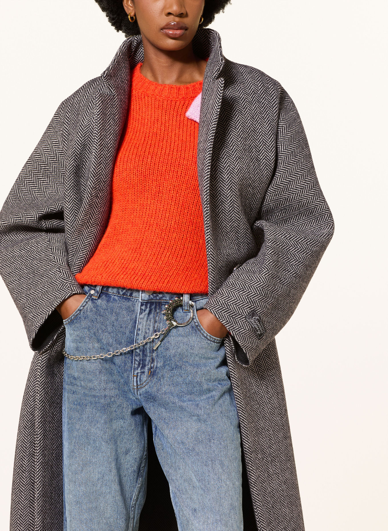 ESSENTIEL ANTWERP Oversized-Mantel KABALA: DUNKELGRAU / HELLGRAU