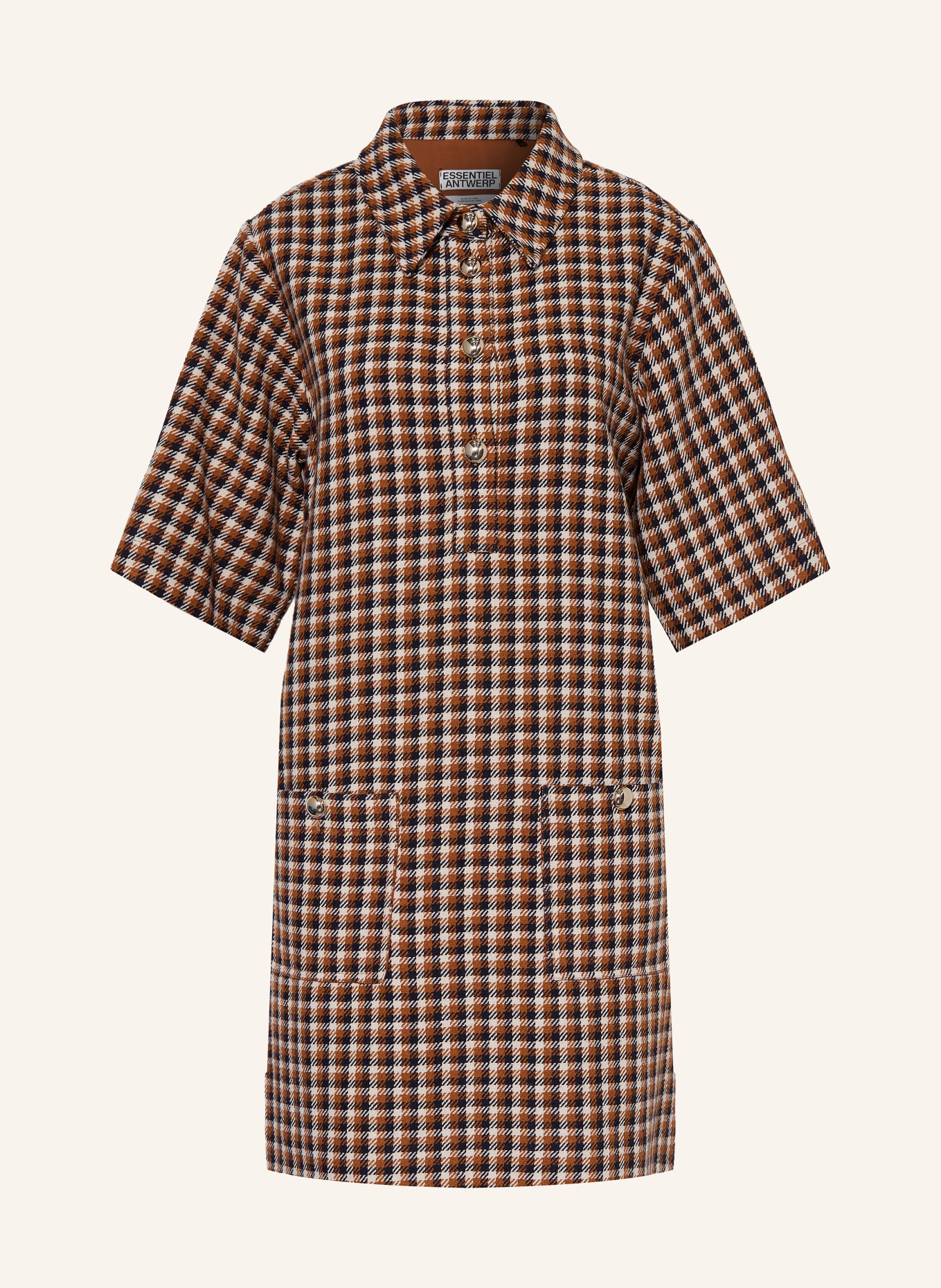 ESSENTIEL ANTWERP Kleid KOOKY: COGNAC / ECRU / DUNKELBLAU