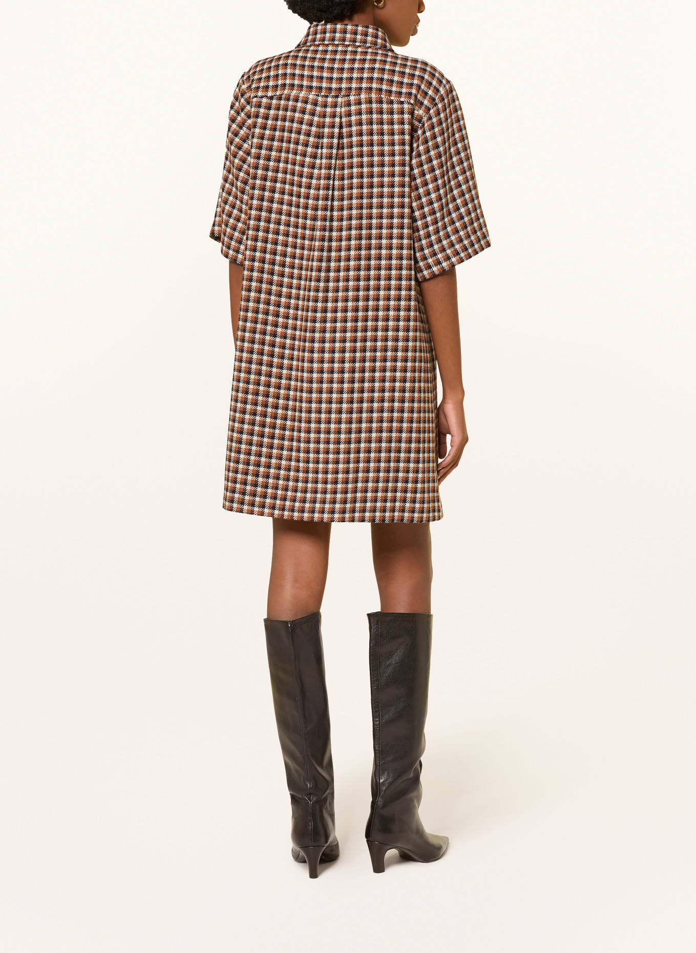 ESSENTIEL ANTWERP Kleid KOOKY: COGNAC / ECRU / DUNKELBLAU