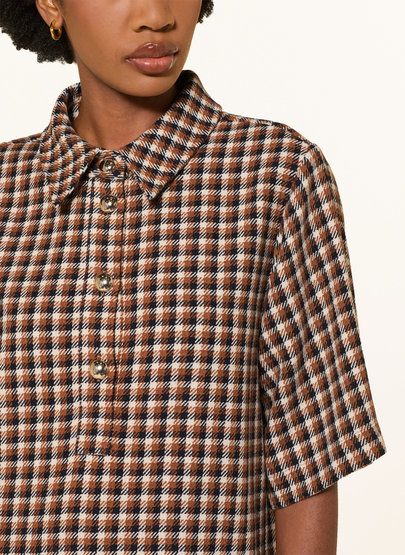 ESSENTIEL ANTWERP Kleid KOOKY: COGNAC / ECRU / DUNKELBLAU