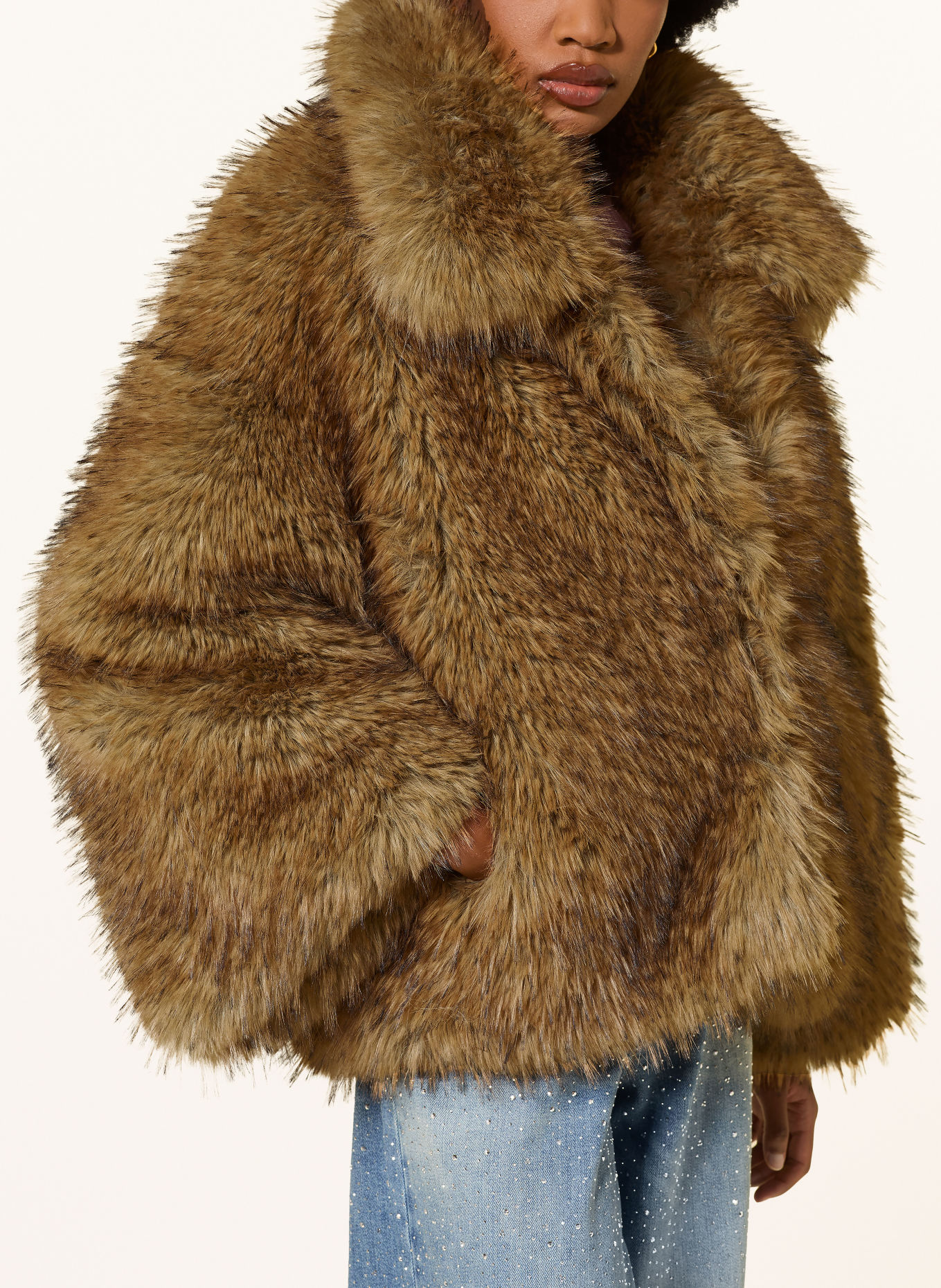 ESSENTIEL ANTWERP Kunstfell-Jacke KASTANJE: BRAUN / SCHWARZ