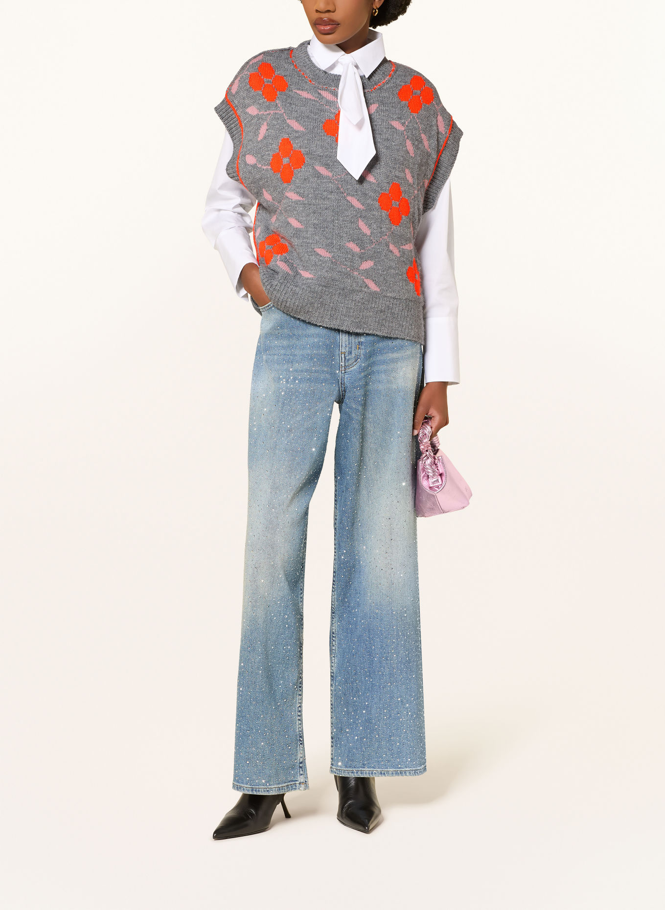 ESSENTIEL ANTWERP Spencer KARRE: GRIJS / ROSÉ / NEONORANJE