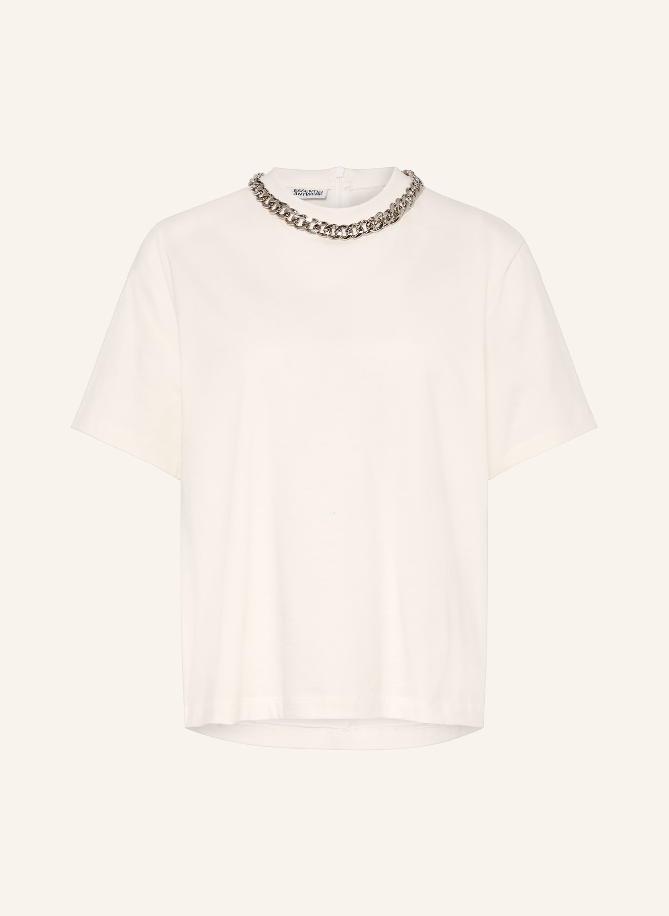 ESSENTIEL ANTWERP T-Shirt KLAIM: ECRU / SILBER