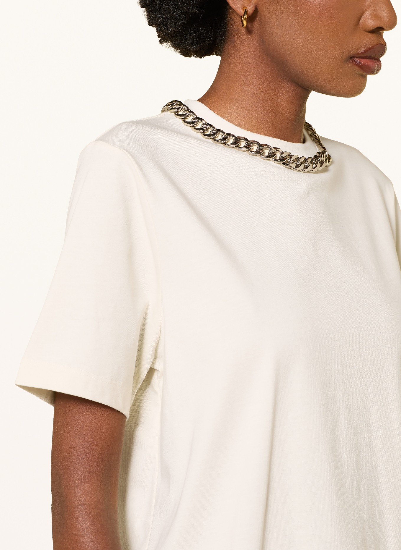 ESSENTIEL ANTWERP T-Shirt KLAIM: ECRU / SILBER