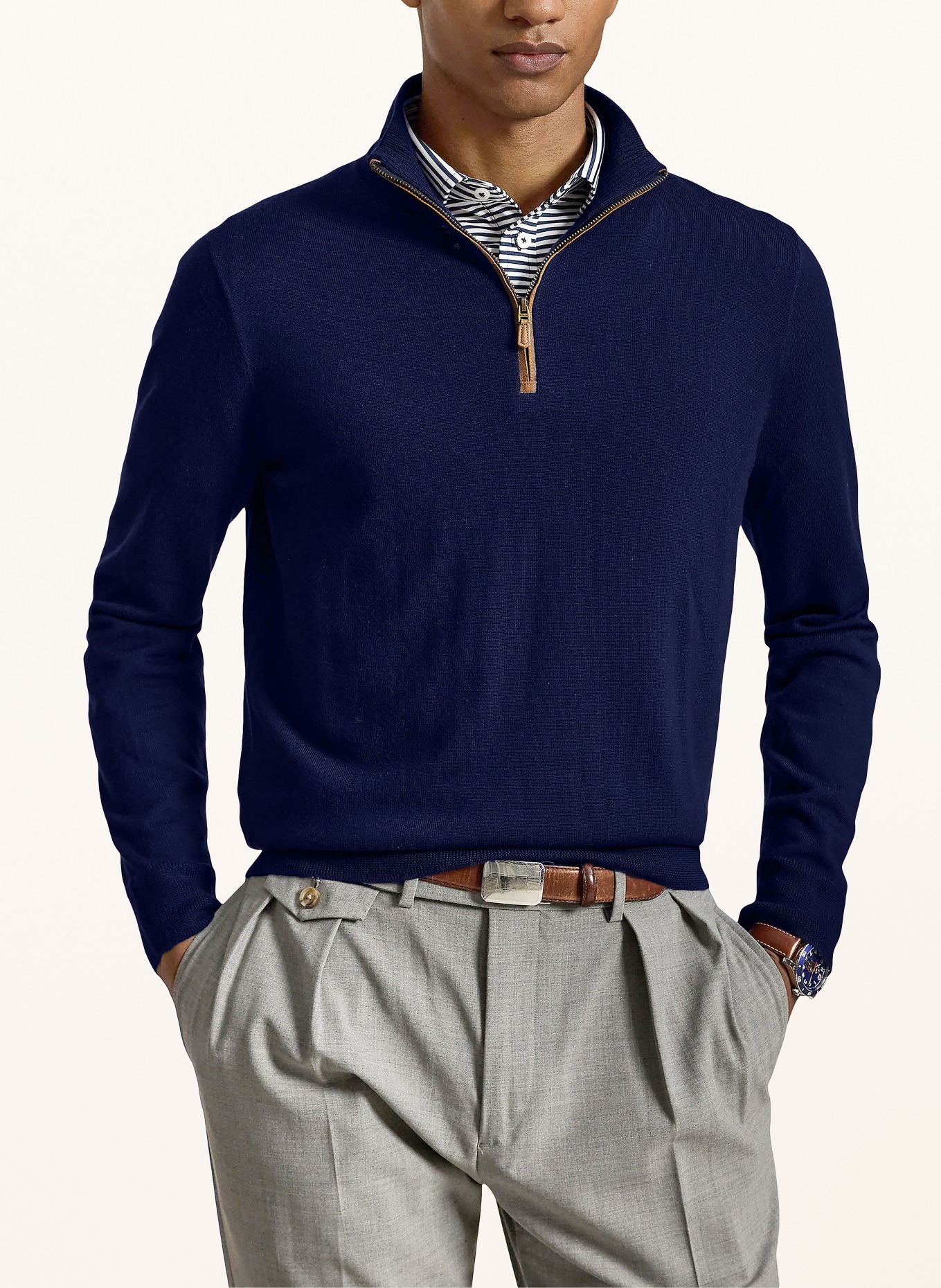 RLX RALPH LAUREN Merino wool half-zip sweater: DARK BLUE