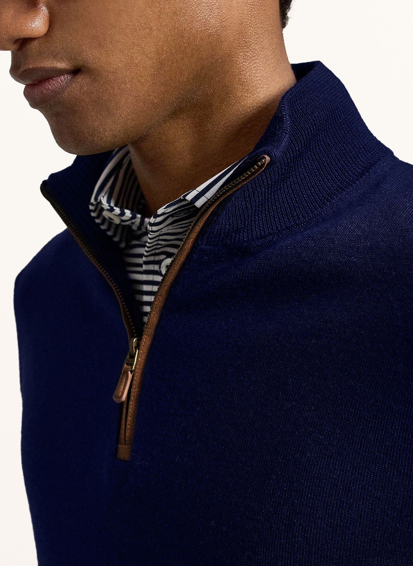 RLX RALPH LAUREN Merino wool half-zip sweater: DARK BLUE