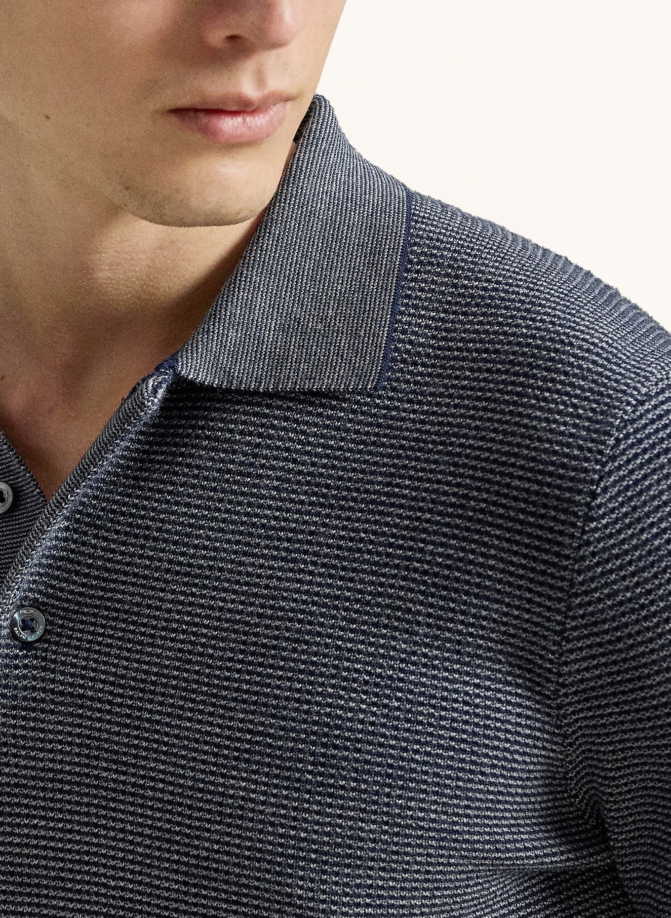 RLX RALPH LAUREN Funktionell polotröja med merinoull: MÖRKBLÅ / LJUSGRÅ