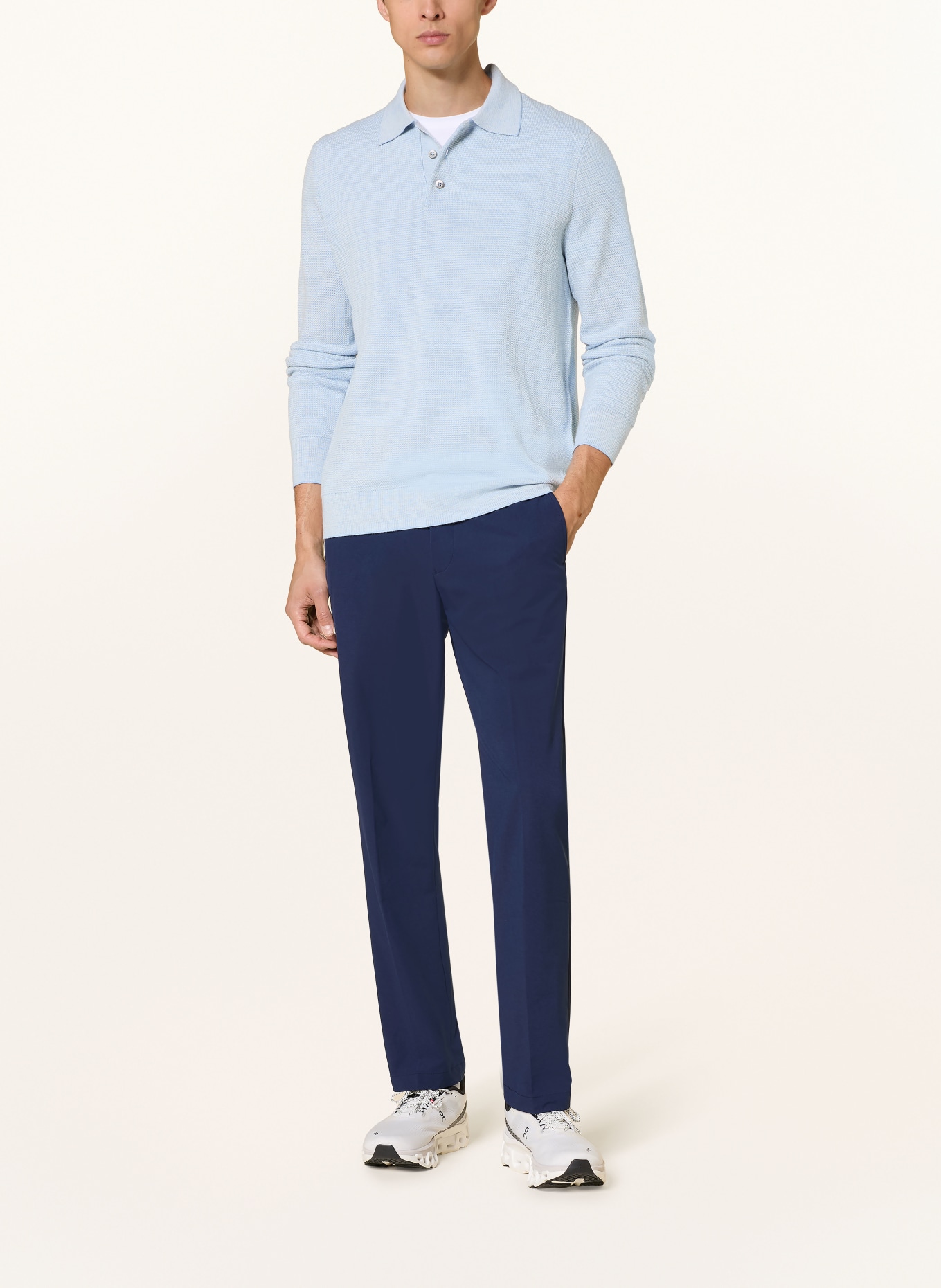 RLX RALPH LAUREN Funktions-Poloshirt mit Merinowolle: HELLBLAU