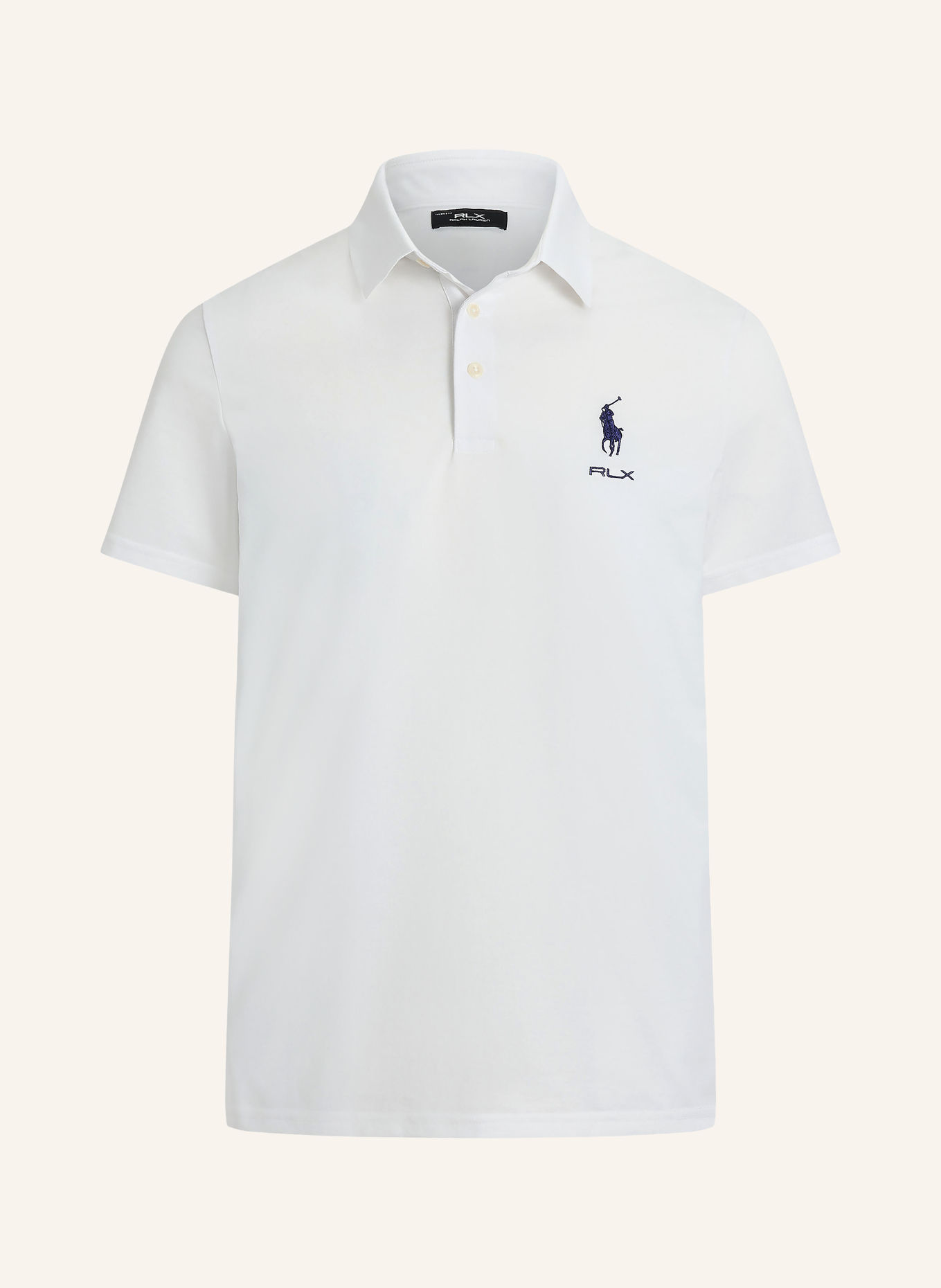 RLX RALPH LAUREN Piqué polo shirt: WHITE / DARK BLUE