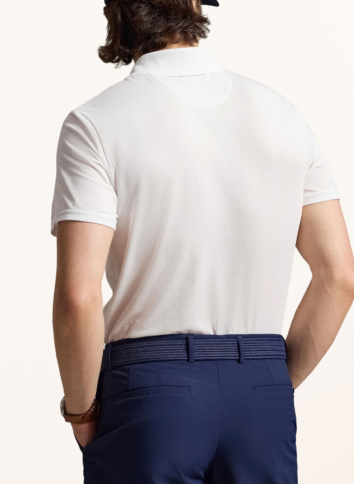 RLX RALPH LAUREN Piqué polo shirt: WHITE / DARK BLUE