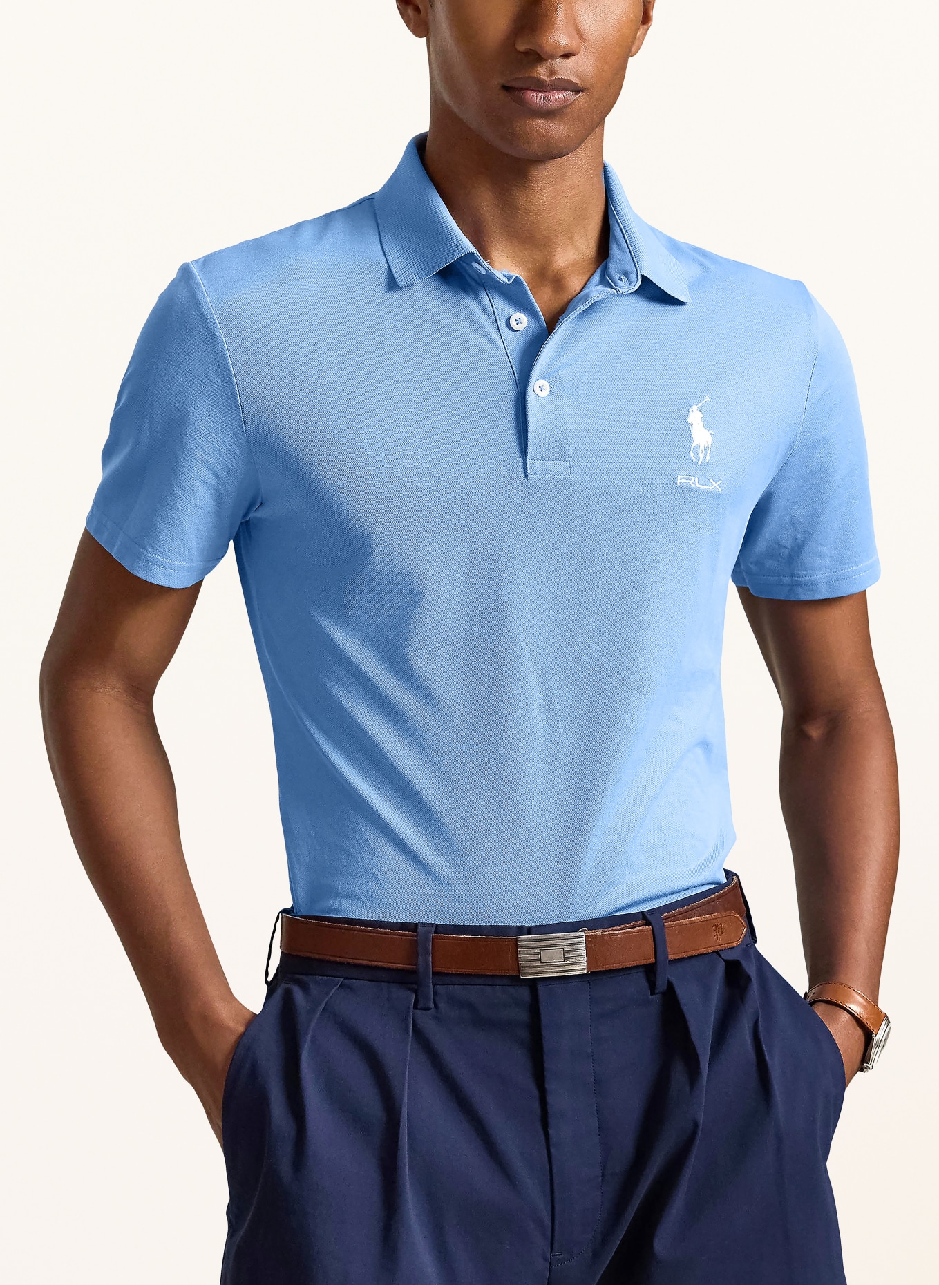 RLX RALPH LAUREN Piqué polo shirt: LIGHT BLUE / WHITE