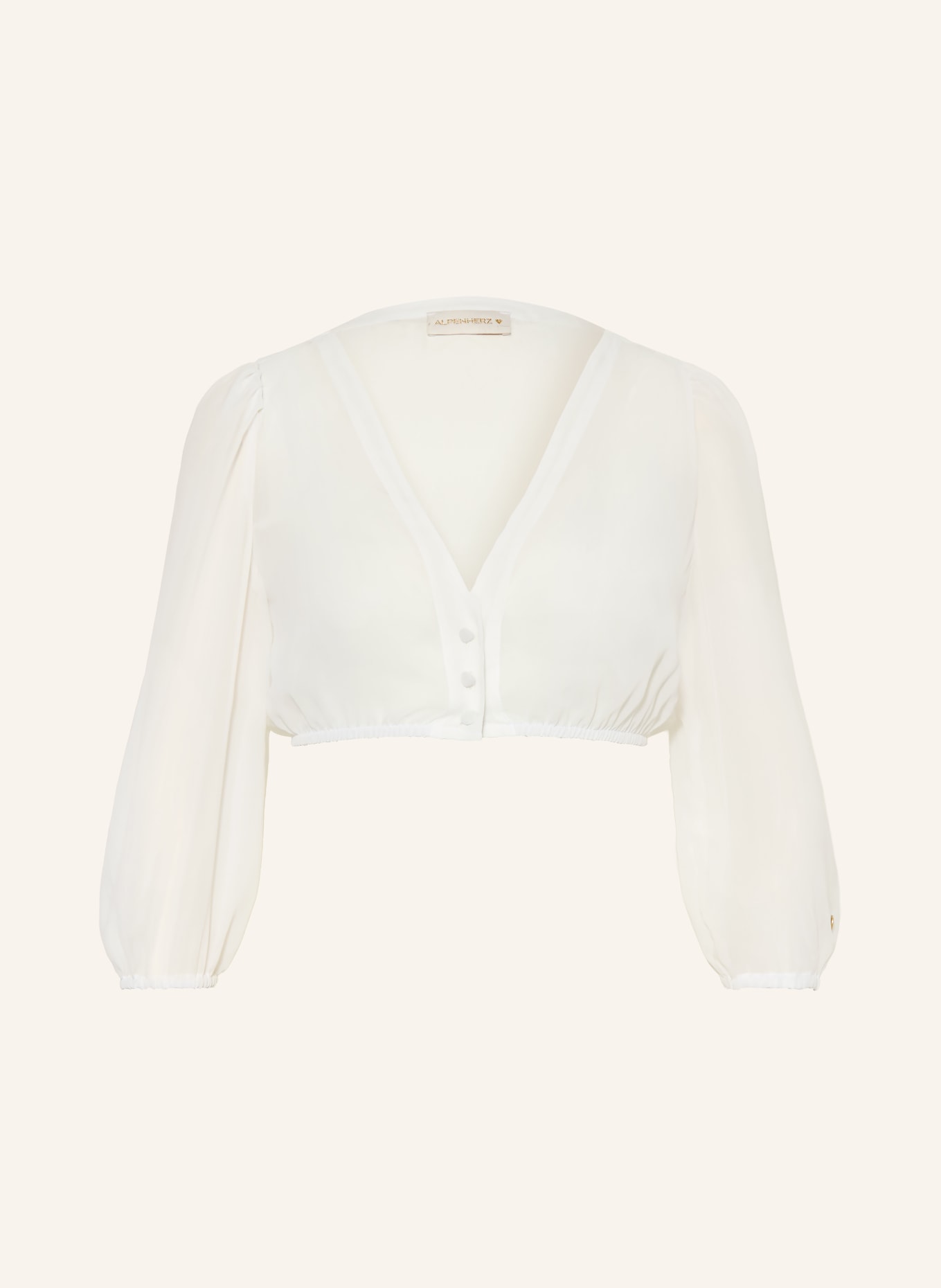 AlpenHERZ Dirndlbluse LOU mit 3/4-Arm: WEISS
