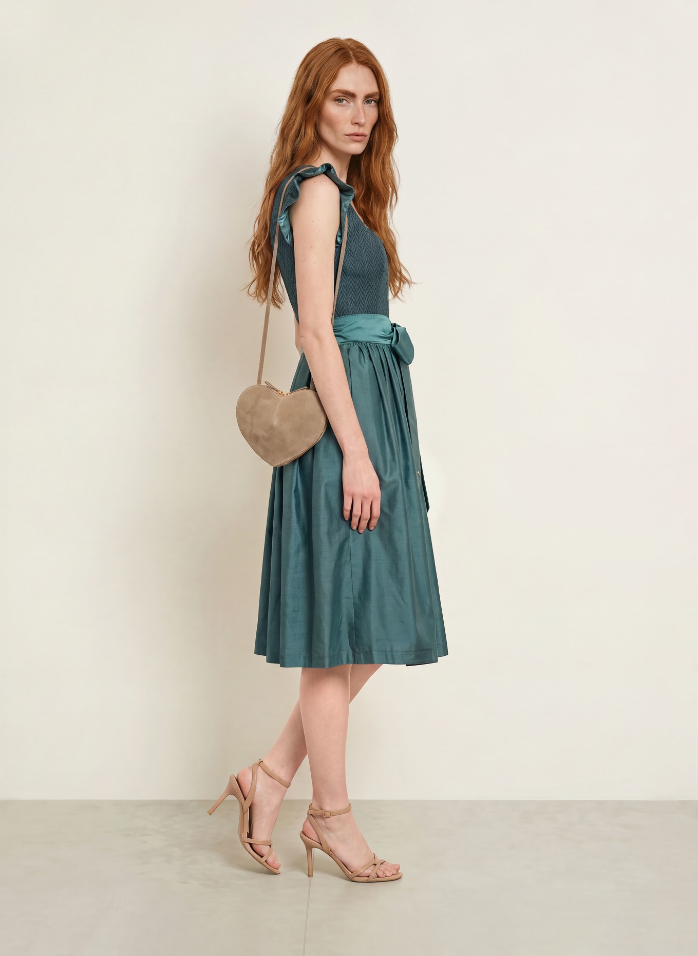 AlpenHERZ Dirndl MIU mit Glitzergarn: TÜRKIS / GRAU