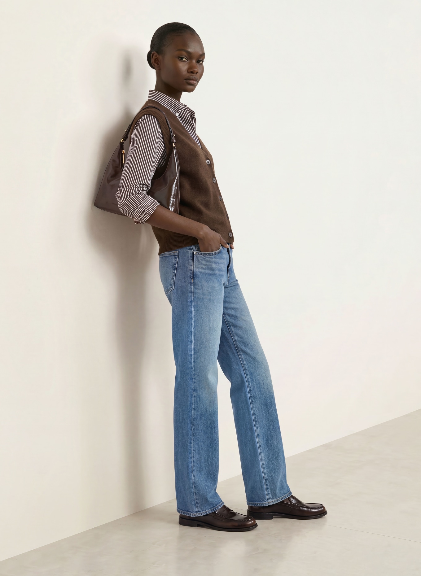 SAINTE MER Knit vest: DARK BROWN