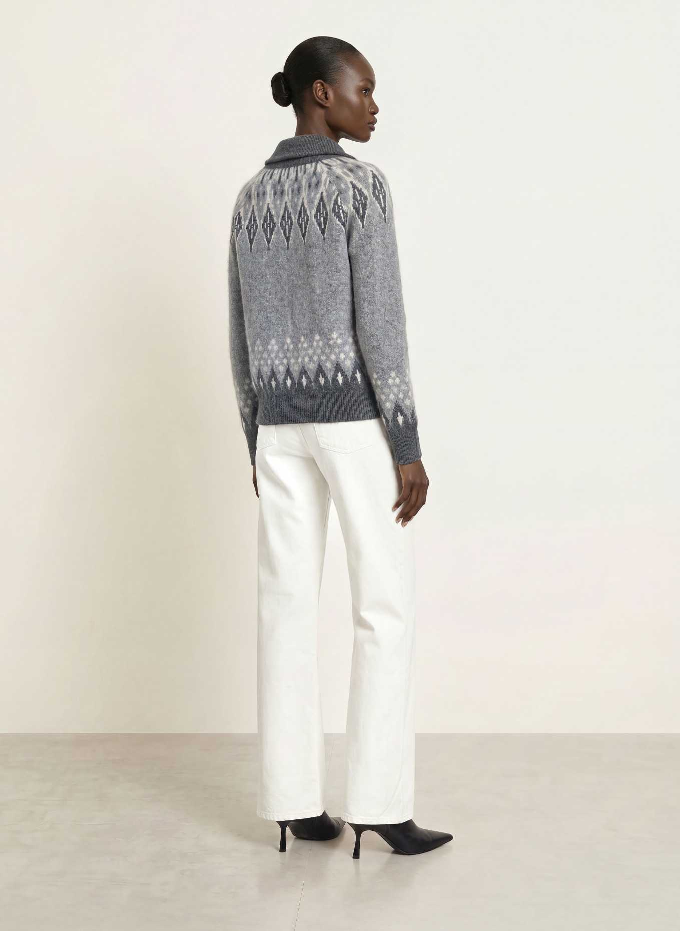 SAINTE MER Half-zip sweater with merino wool: GRAY / LIGHT GRAY / DARK GRAY