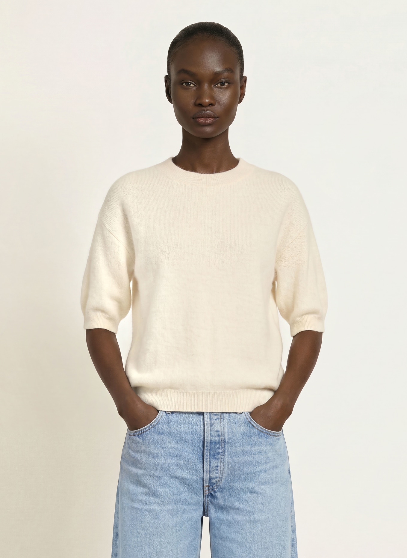 SAINTE MER Knit shirt with merino wool: ECRU
