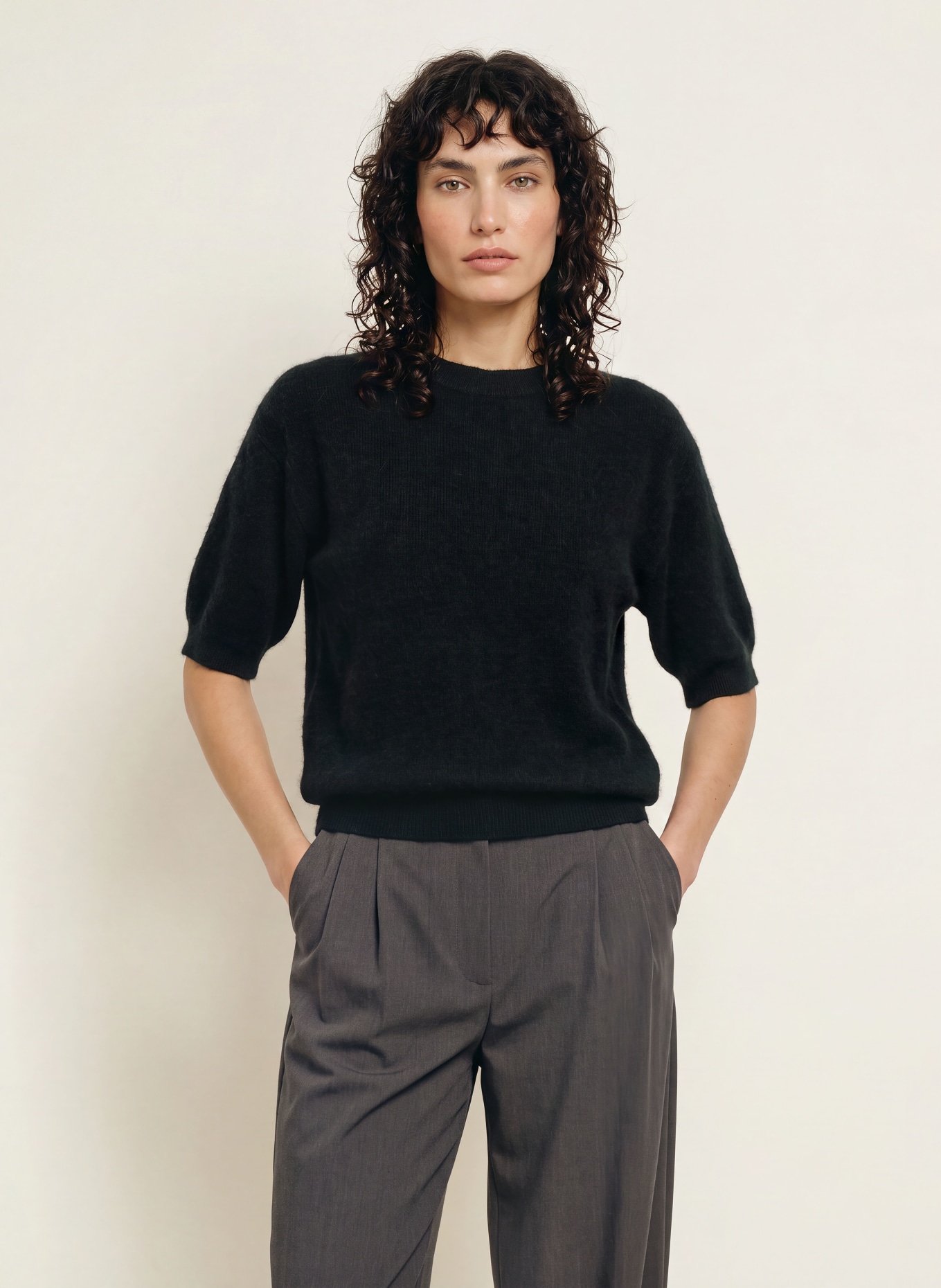 SAINTE MER Knit shirt with merino wool: BLACK