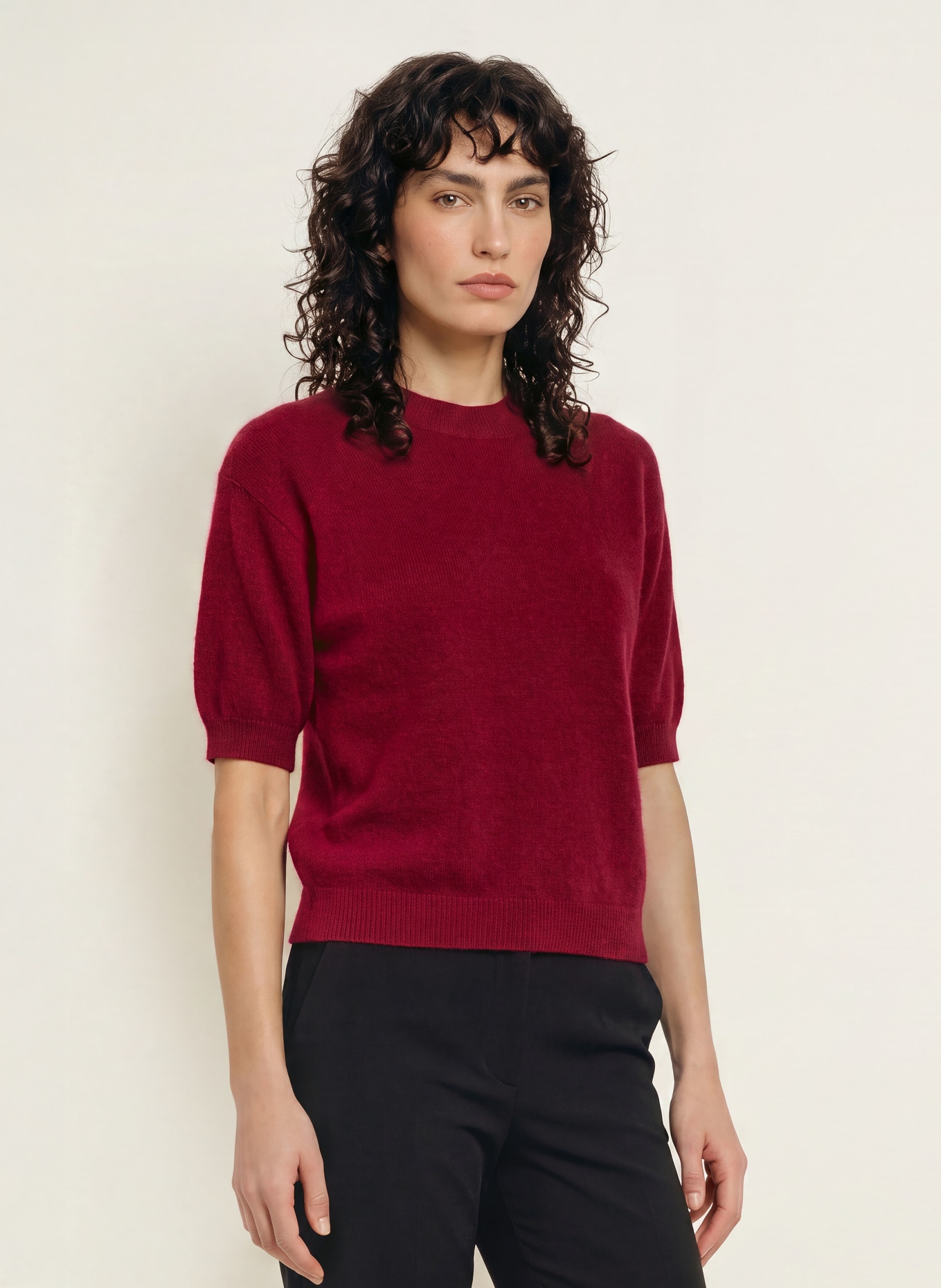 SAINTE MER Knit shirt with merino wool: DARK RED