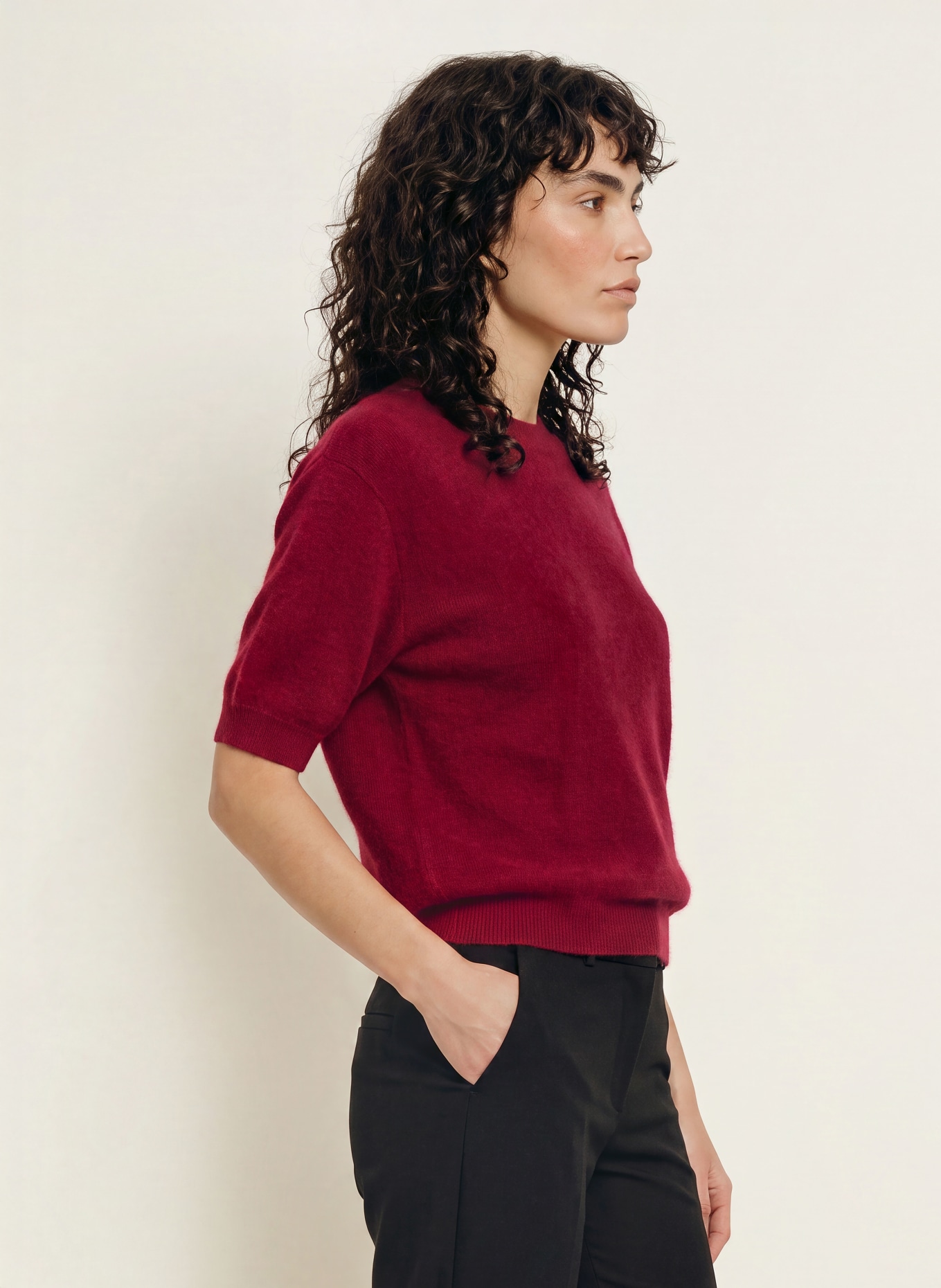 SAINTE MER Knit shirt with merino wool: DARK RED