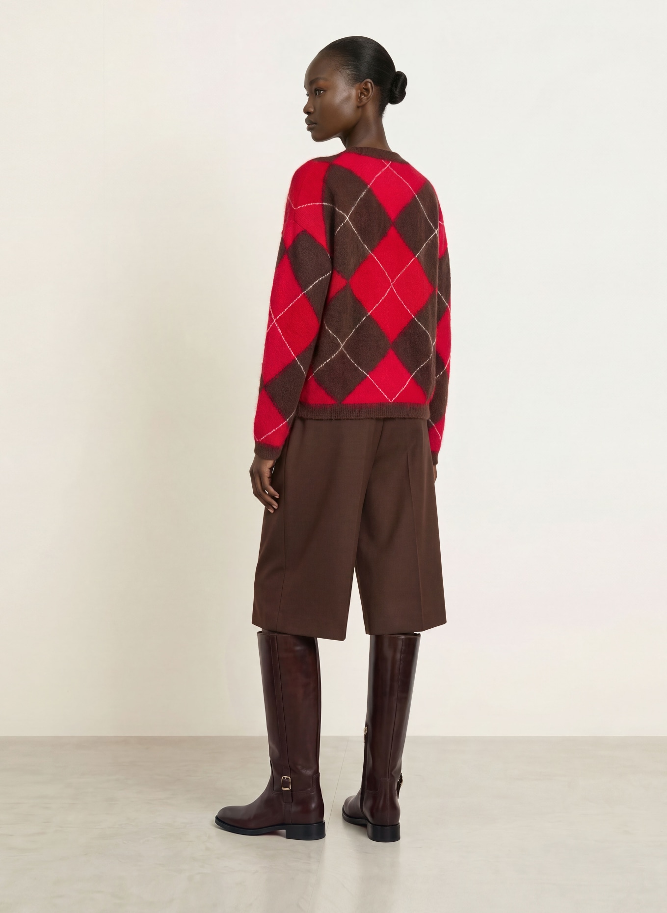 SAINTE MER Sweaters with merino wool: DARK BROWN / RED / WHITE