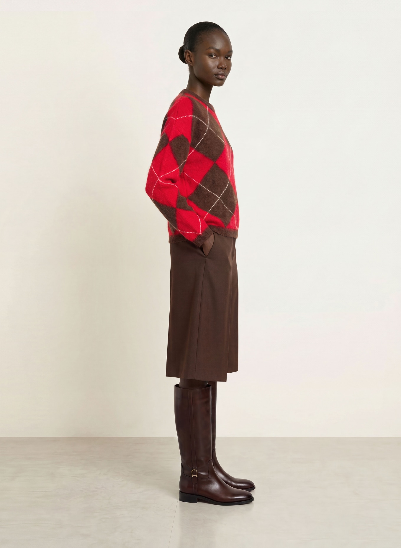 SAINTE MER Sweaters with merino wool: DARK BROWN / RED / WHITE