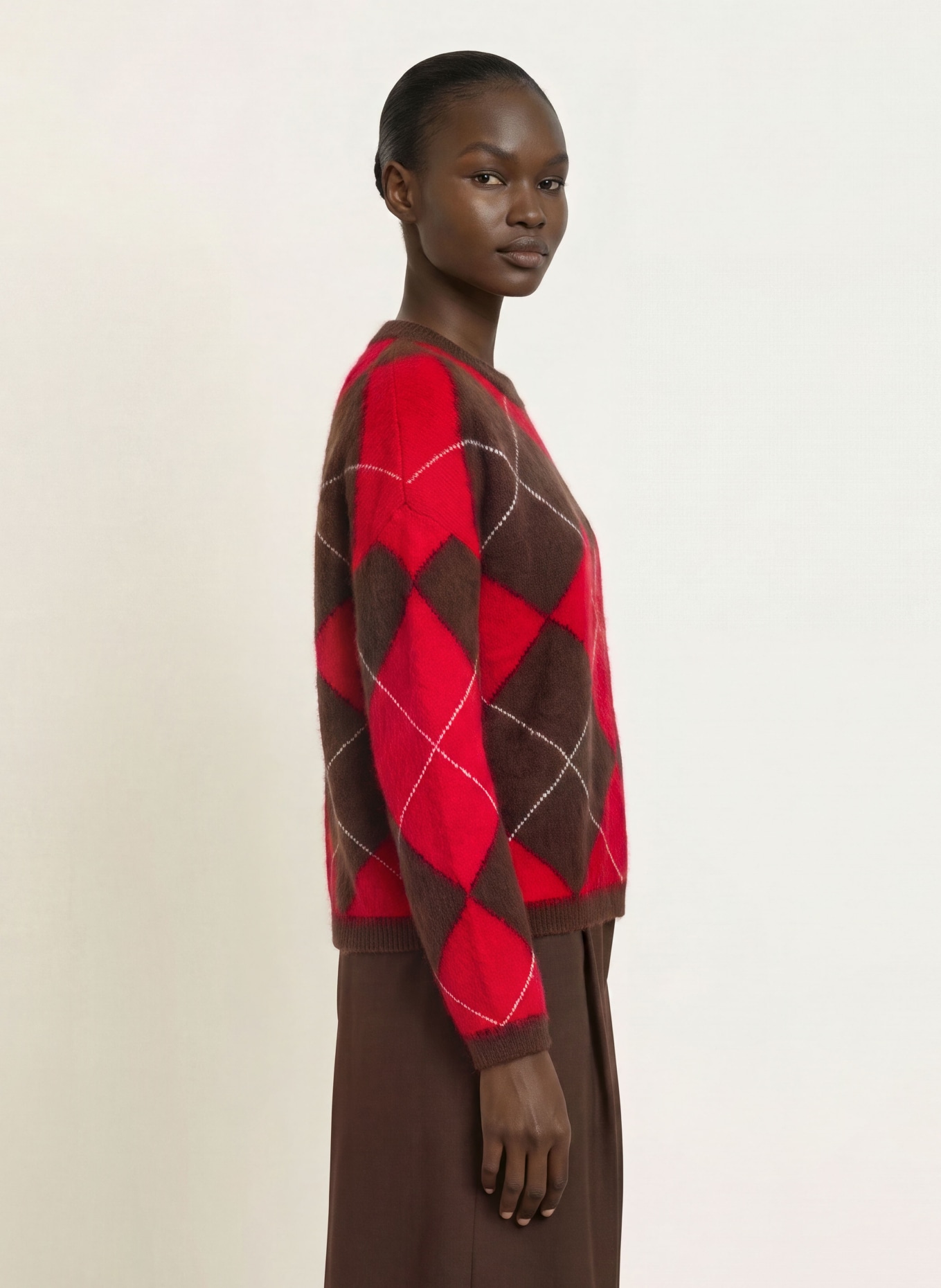 SAINTE MER Sweaters with merino wool: DARK BROWN / RED / WHITE