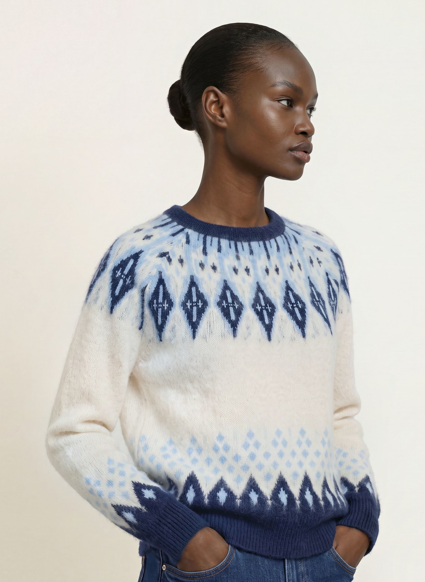 SAINTE MER Sweaters with merino wool: CREAM / LIGHT BLUE / BLUE