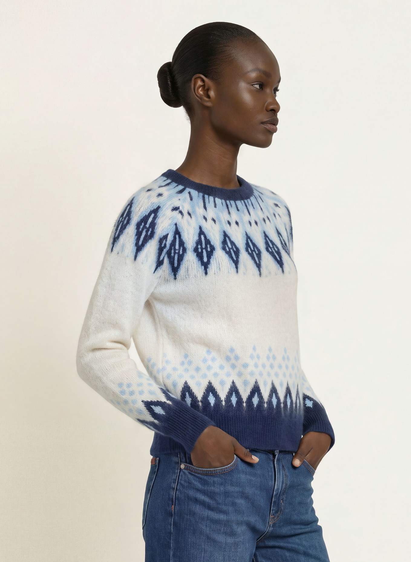 SAINTE MER Sweaters with merino wool: CREAM / LIGHT BLUE / BLUE