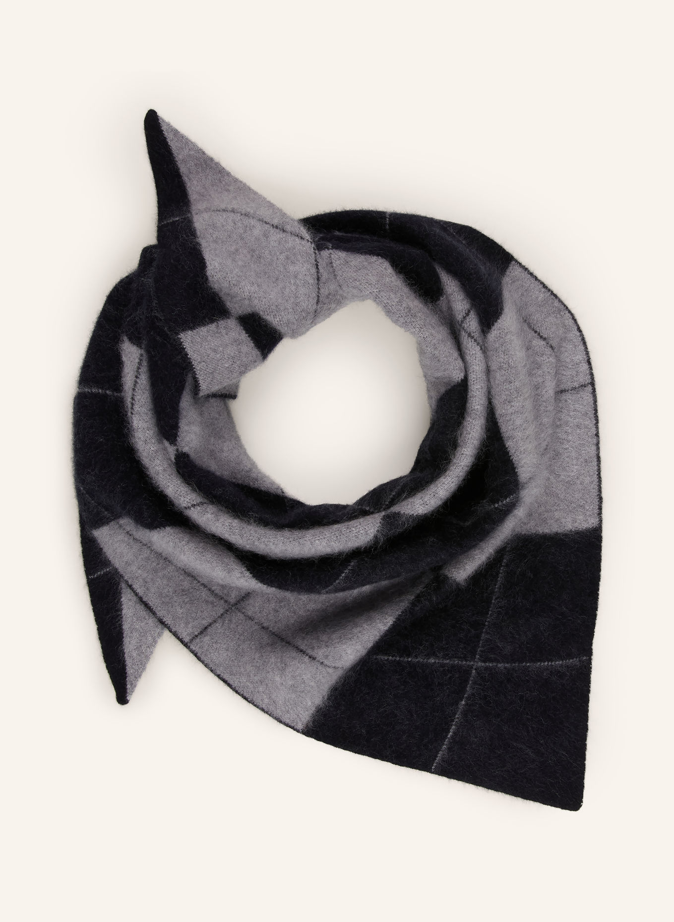 SAINTE MER Triangular scarf: GRAY / BLACK