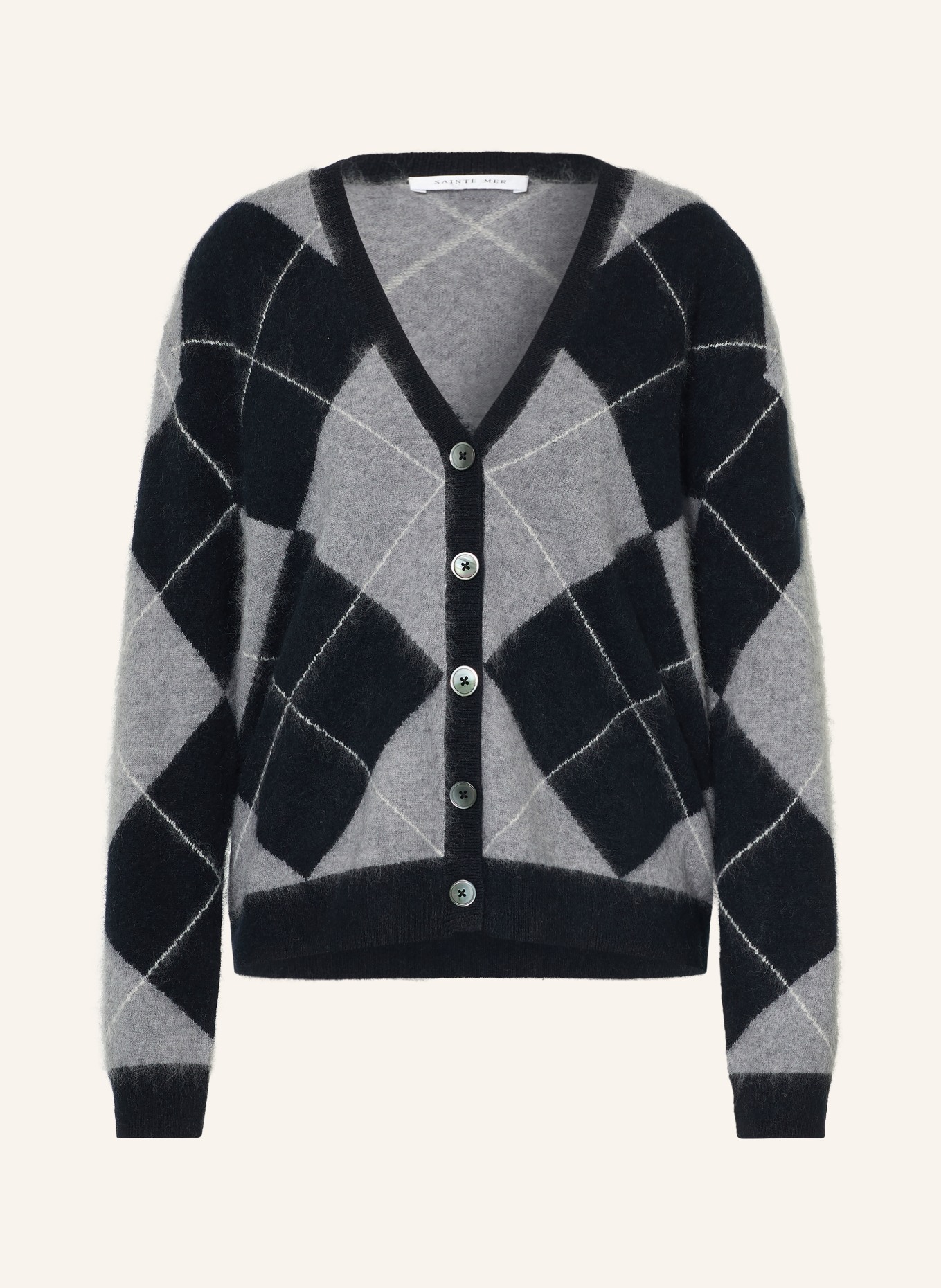 SAINTE MER Cardigan with merino wool: BLACK / GRAY / WHITE