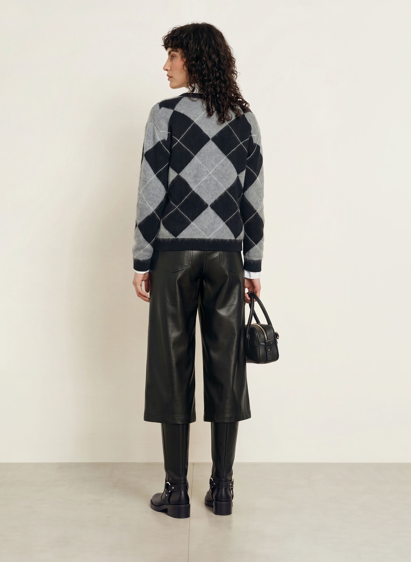SAINTE MER Cardigan with merino wool: BLACK / GRAY / WHITE