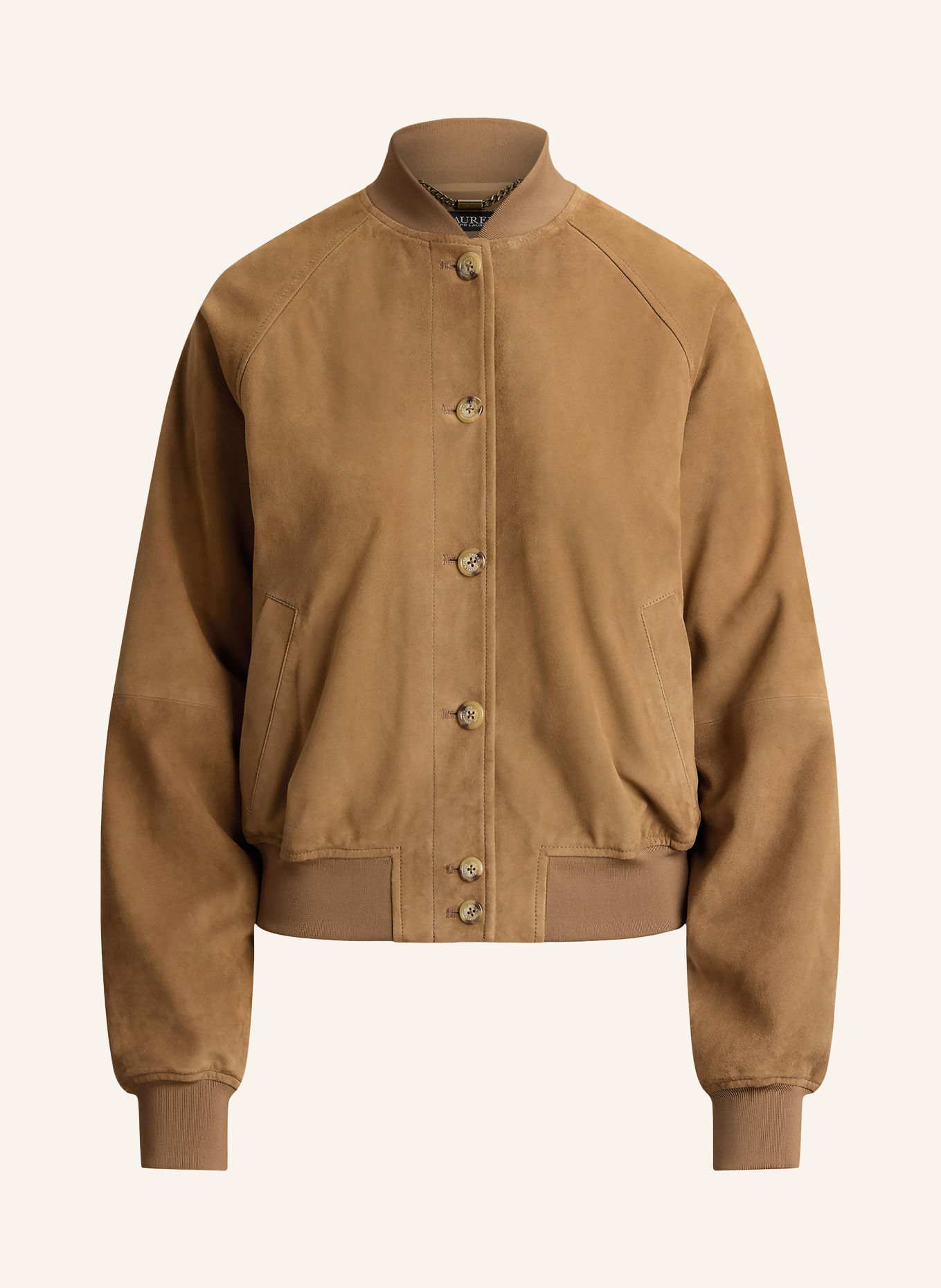LAUREN RALPH LAUREN Blouson aspect cuir: CHAMEAU