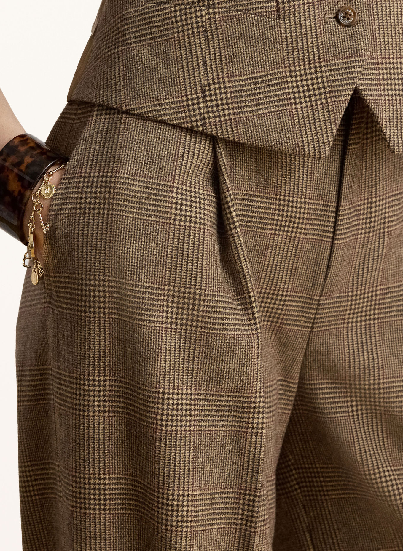 LAUREN RALPH LAUREN Marlene-broek: CAMEL / ZWART