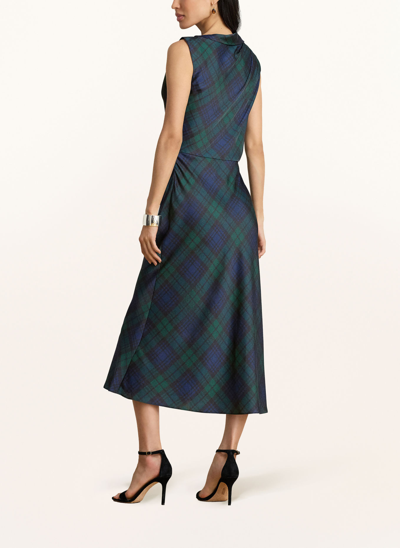 LAUREN RALPH LAUREN Robe en satin: BLEU FONCÉ / GROEN
