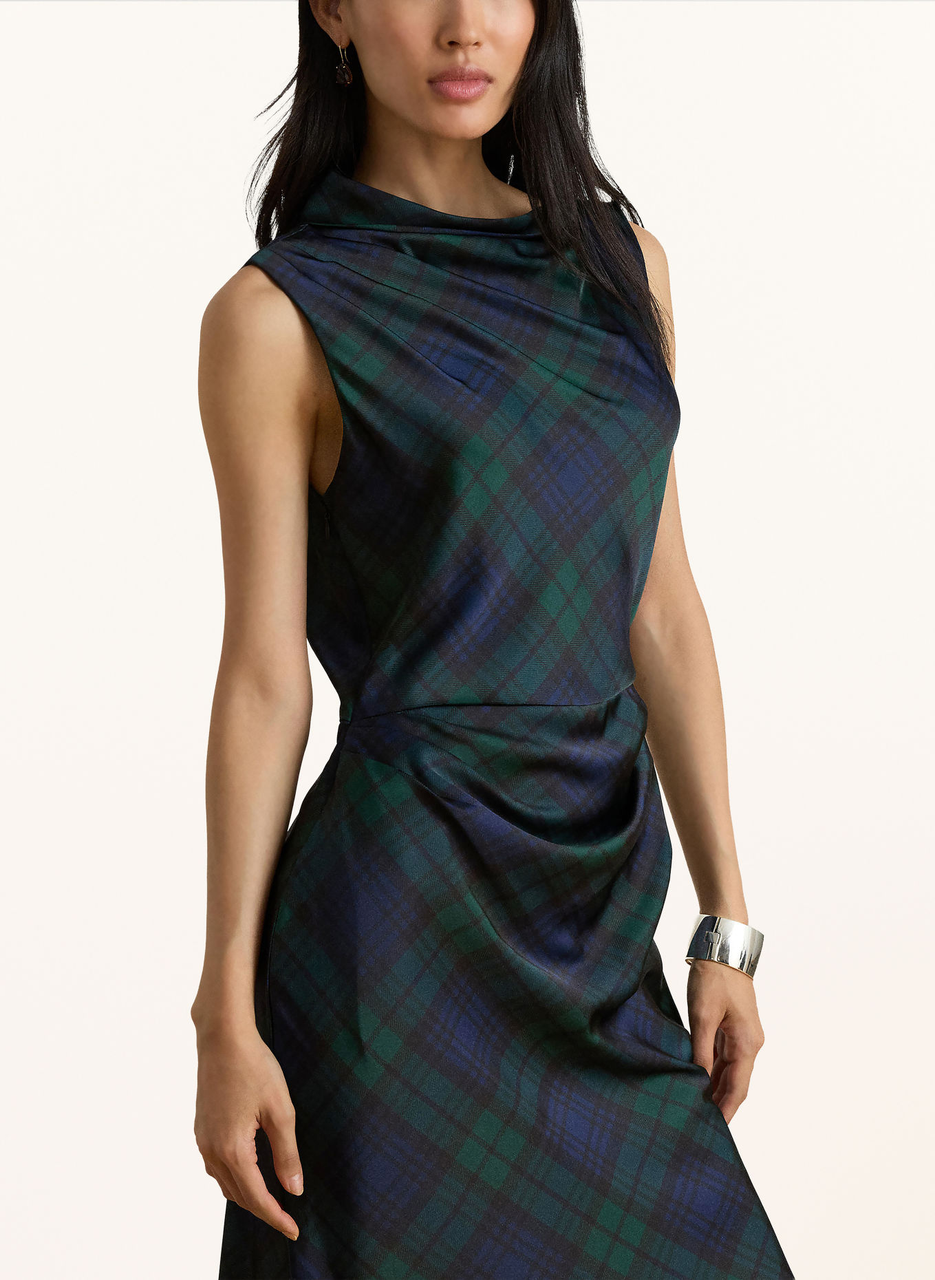 LAUREN RALPH LAUREN Robe en satin: BLEU FONCÉ / GROEN