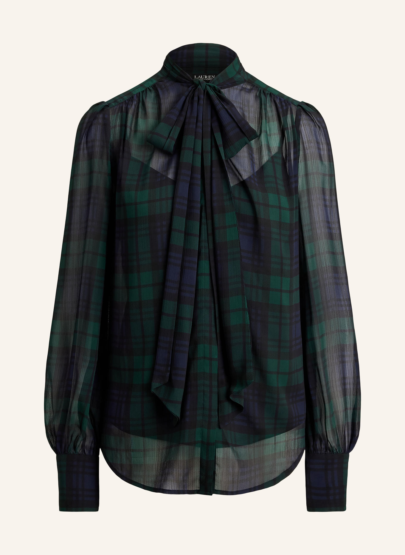 LAUREN RALPH LAUREN Strikblouse: DONKERBLAUW / GROEN