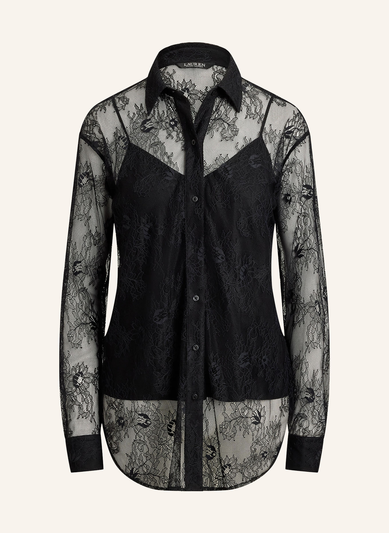 LAUREN RALPH LAUREN Overhemdblouse uit Spitze: ZWART