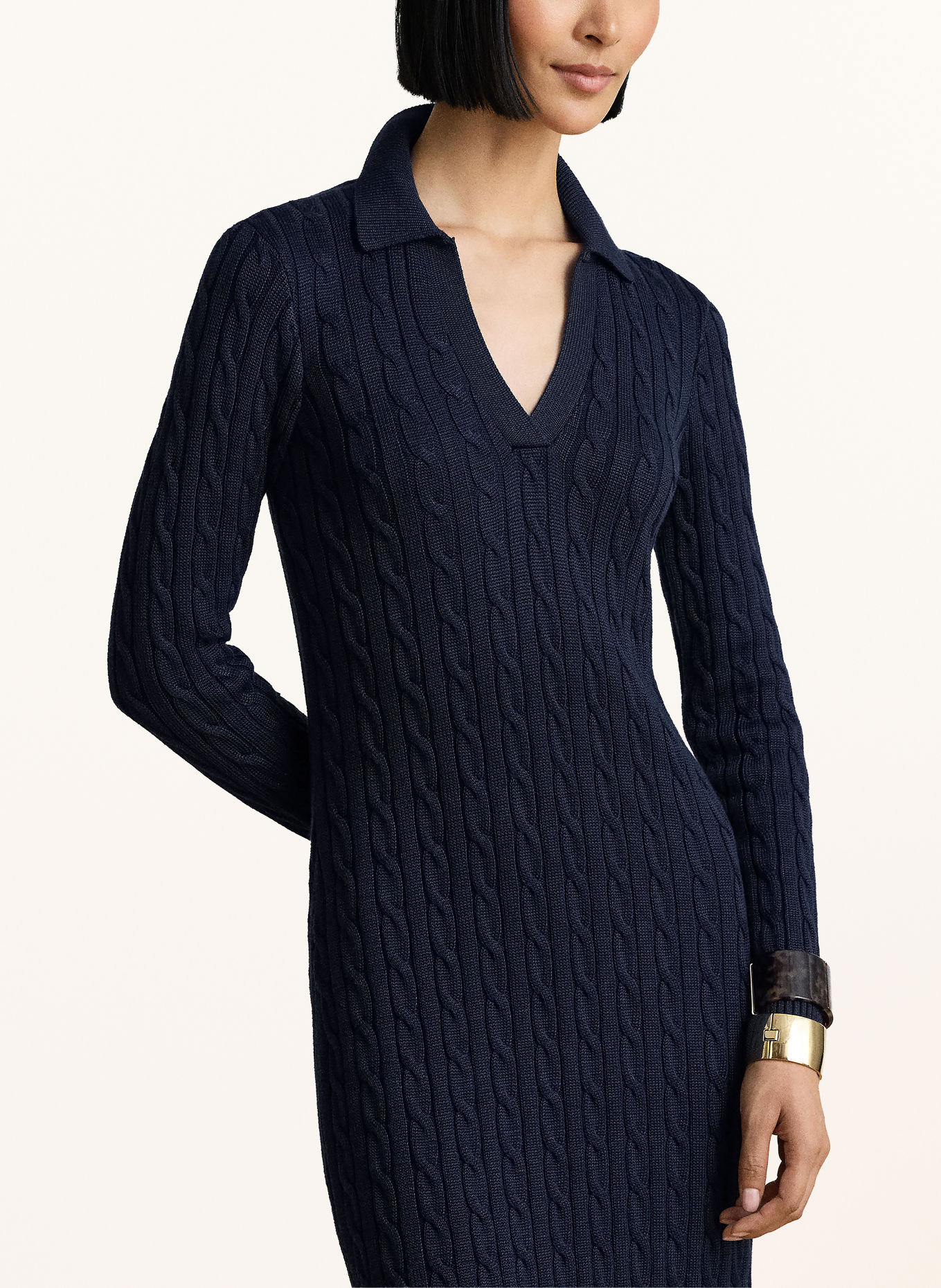 LAUREN RALPH LAUREN Strickkleid: DUNKELBLAU