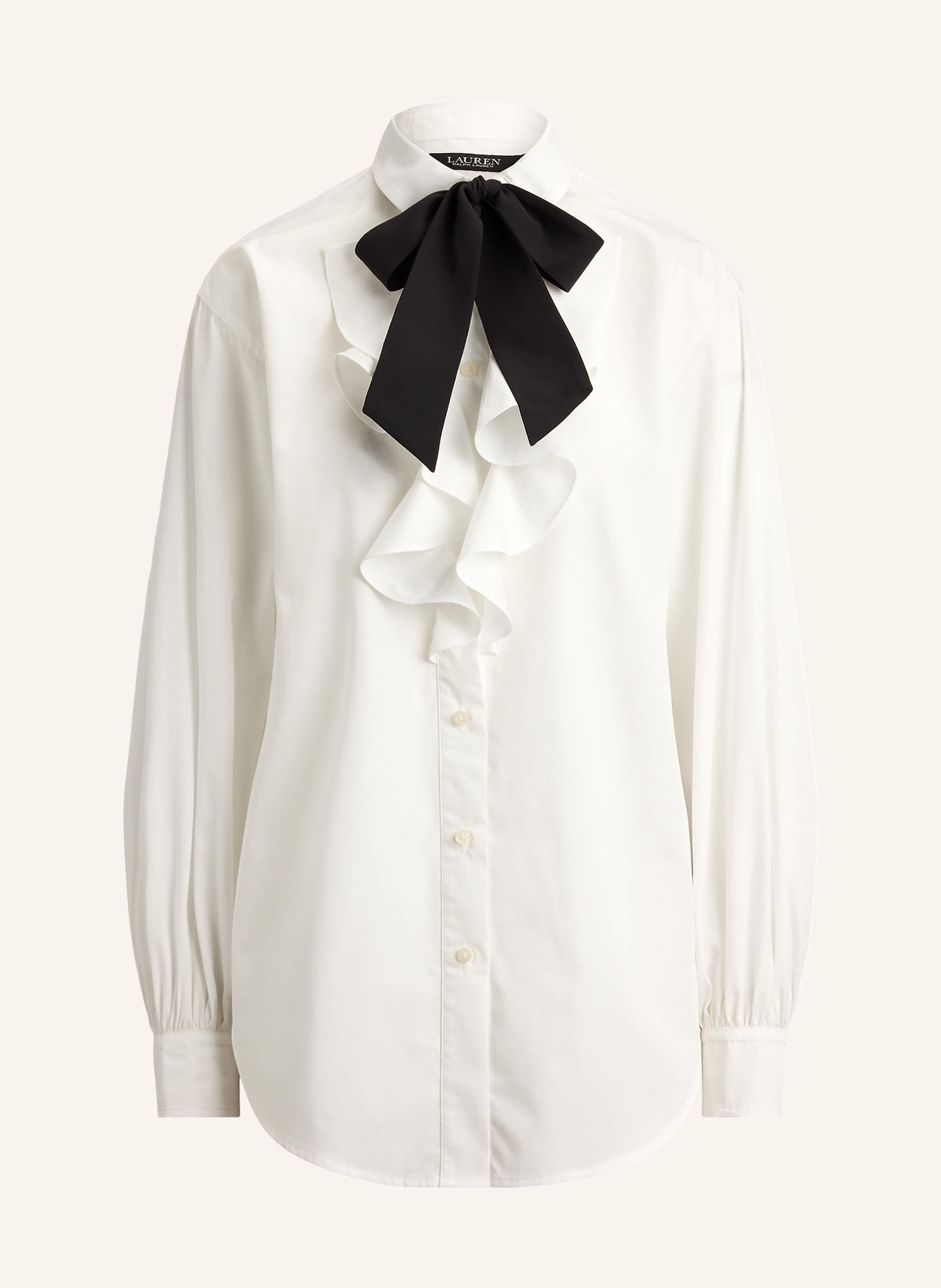 LAUREN RALPH LAUREN Overhemdblouse met afneembare stropdas: WIT / ZWART