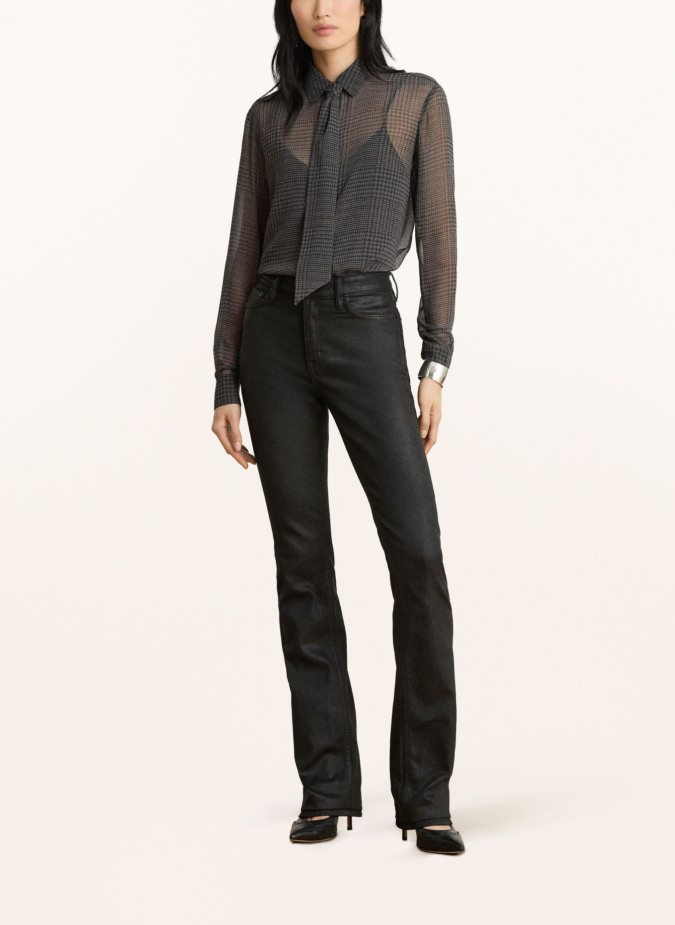LAUREN RALPH LAUREN Strikblouse: DONKERGRIJS / GRIJS